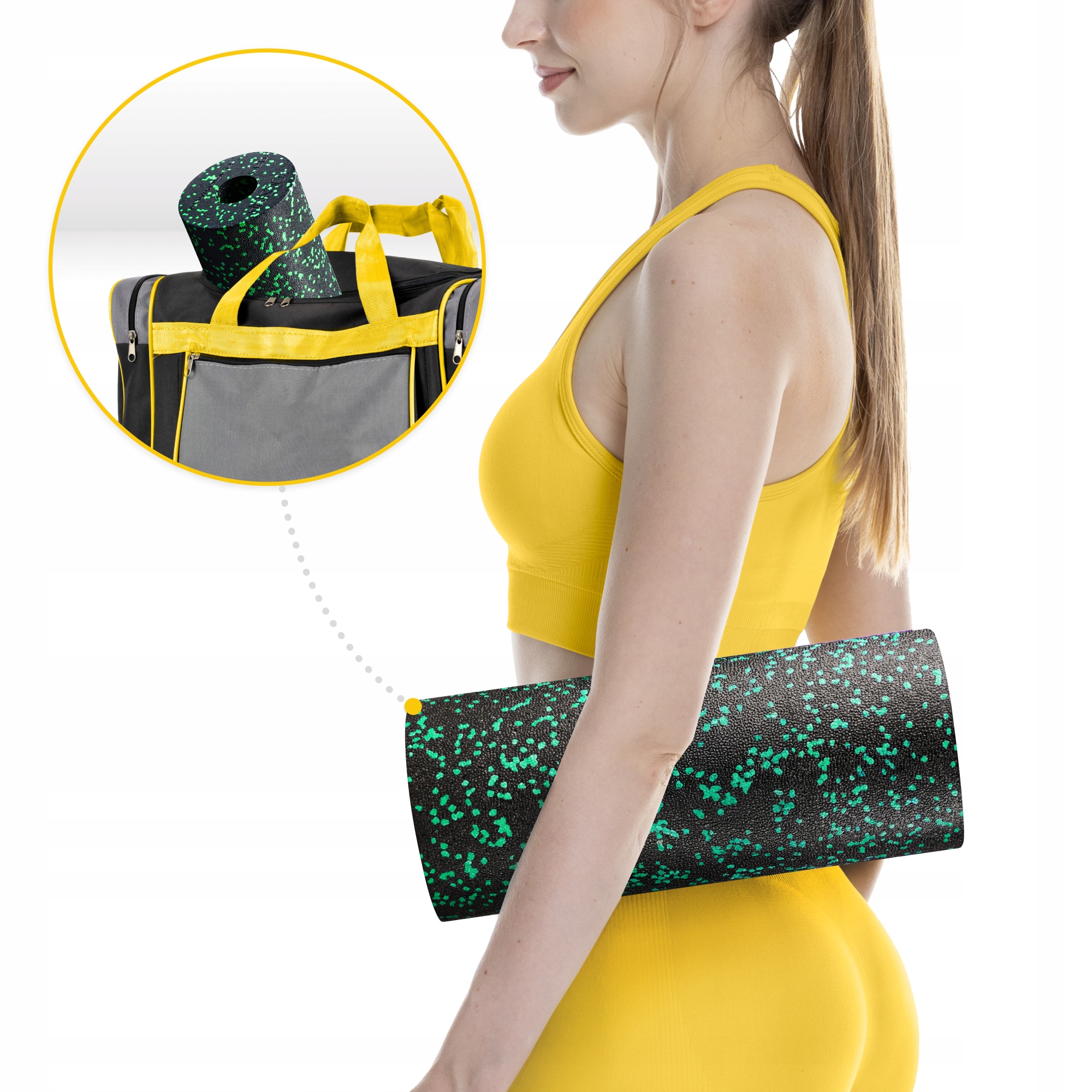 Масажний ролик 4FIZJO EPP PRO+ 33 x 14 см (валик, роллер) гладкий Black/Green (P-5907222931424) — мініатюра 8