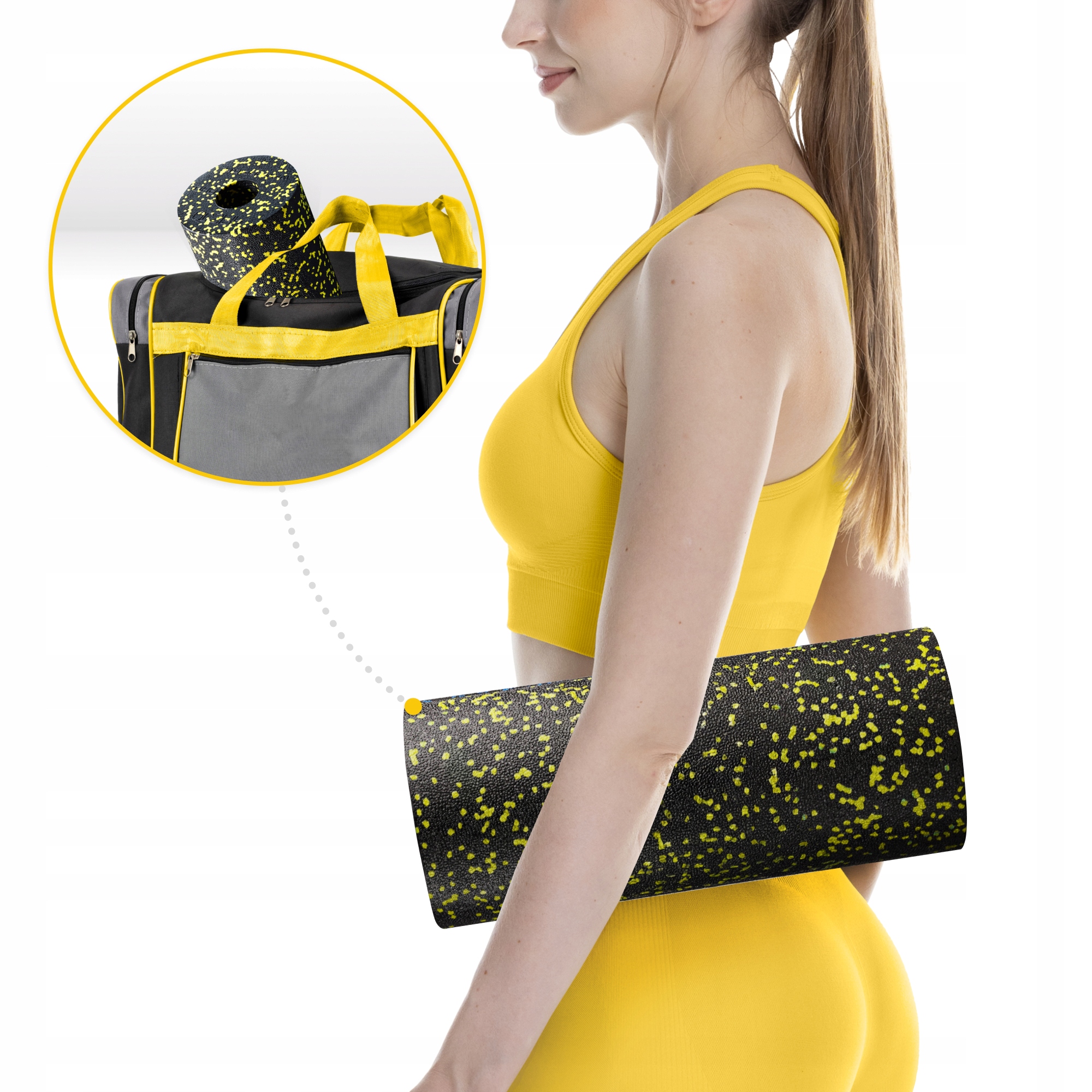 Масажний ролик 4FIZJO EPP PRO+ 33 x 14 см (валик, роллер) гладкий Black/Yellow (P-5907222931431) — мініатюра 10
