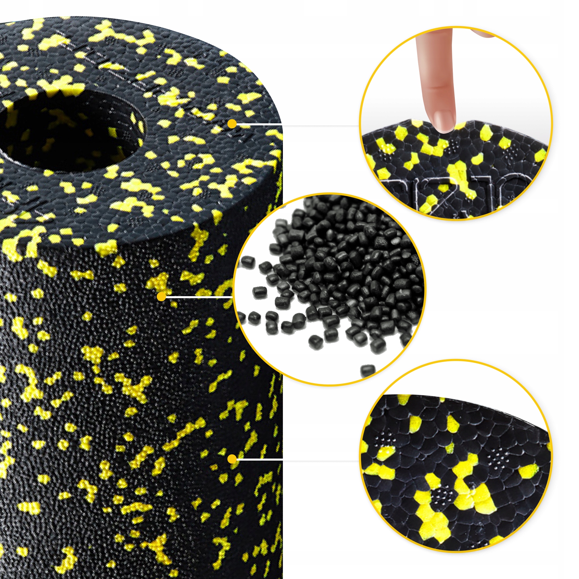 Масажний ролик 4FIZJO EPP PRO+ 33 x 14 см (валик, роллер) гладкий Black/Yellow (P-5907222931431) — мініатюра 7