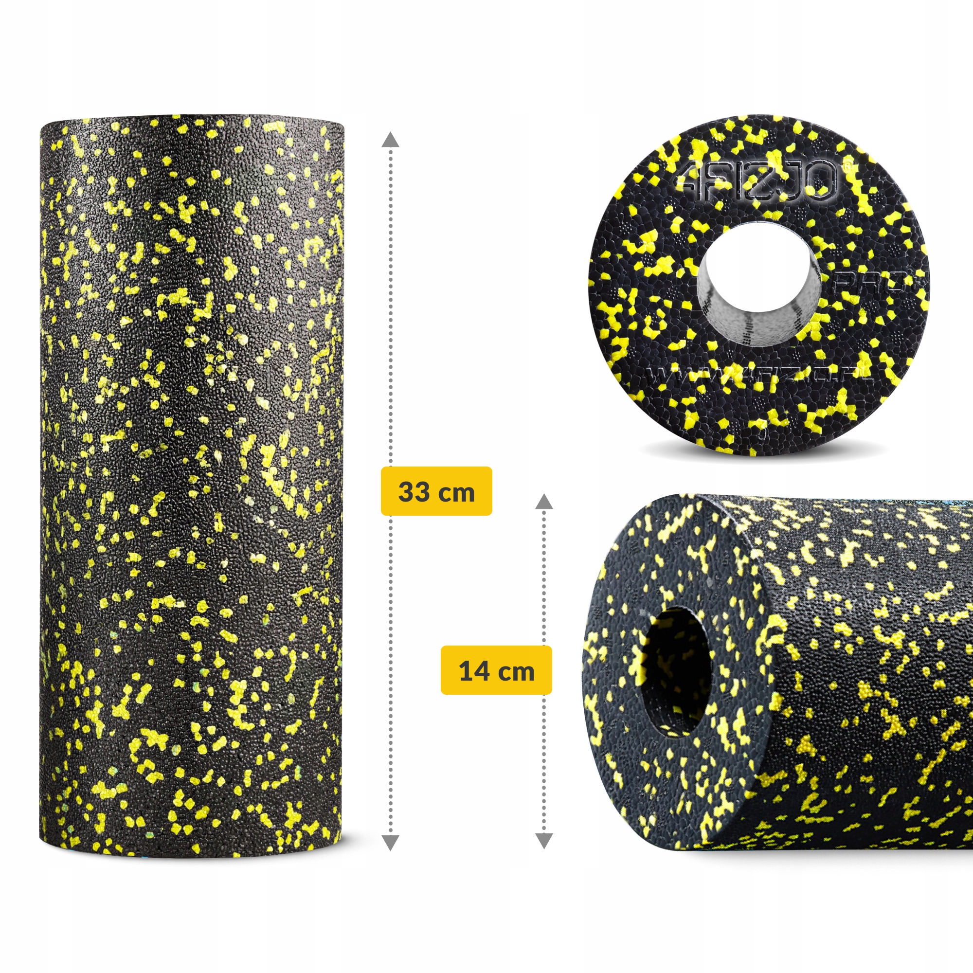Масажний ролик 4FIZJO EPP PRO+ 33 x 14 см (валик, роллер) гладкий Black/Yellow (P-5907222931431) — мініатюра 6