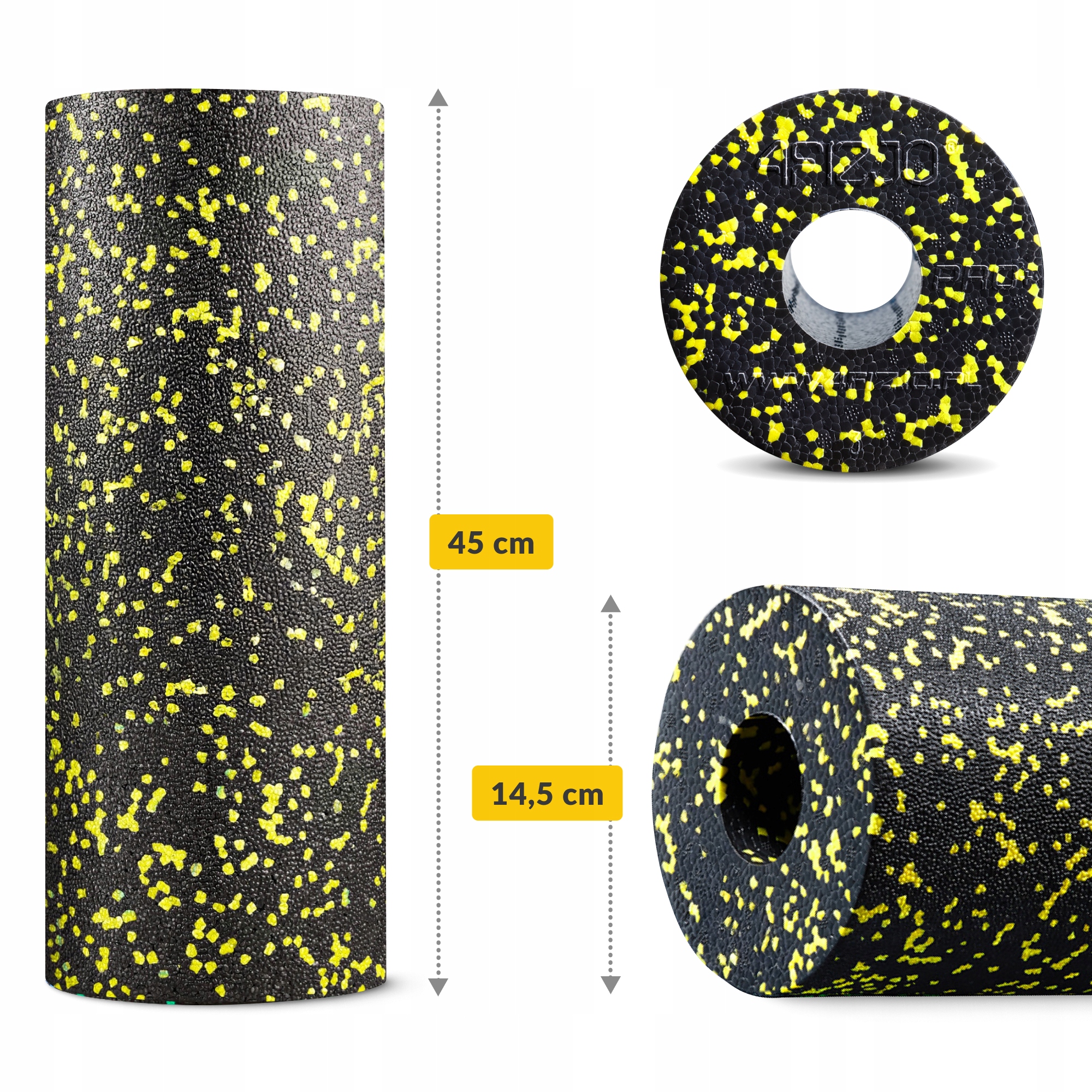 Масажний ролик 4FIZJO EPP PRO+ 45 x 14.5 см (валик, роллер) гладкий Black/Yellow (P-5907739310583) — фото 4