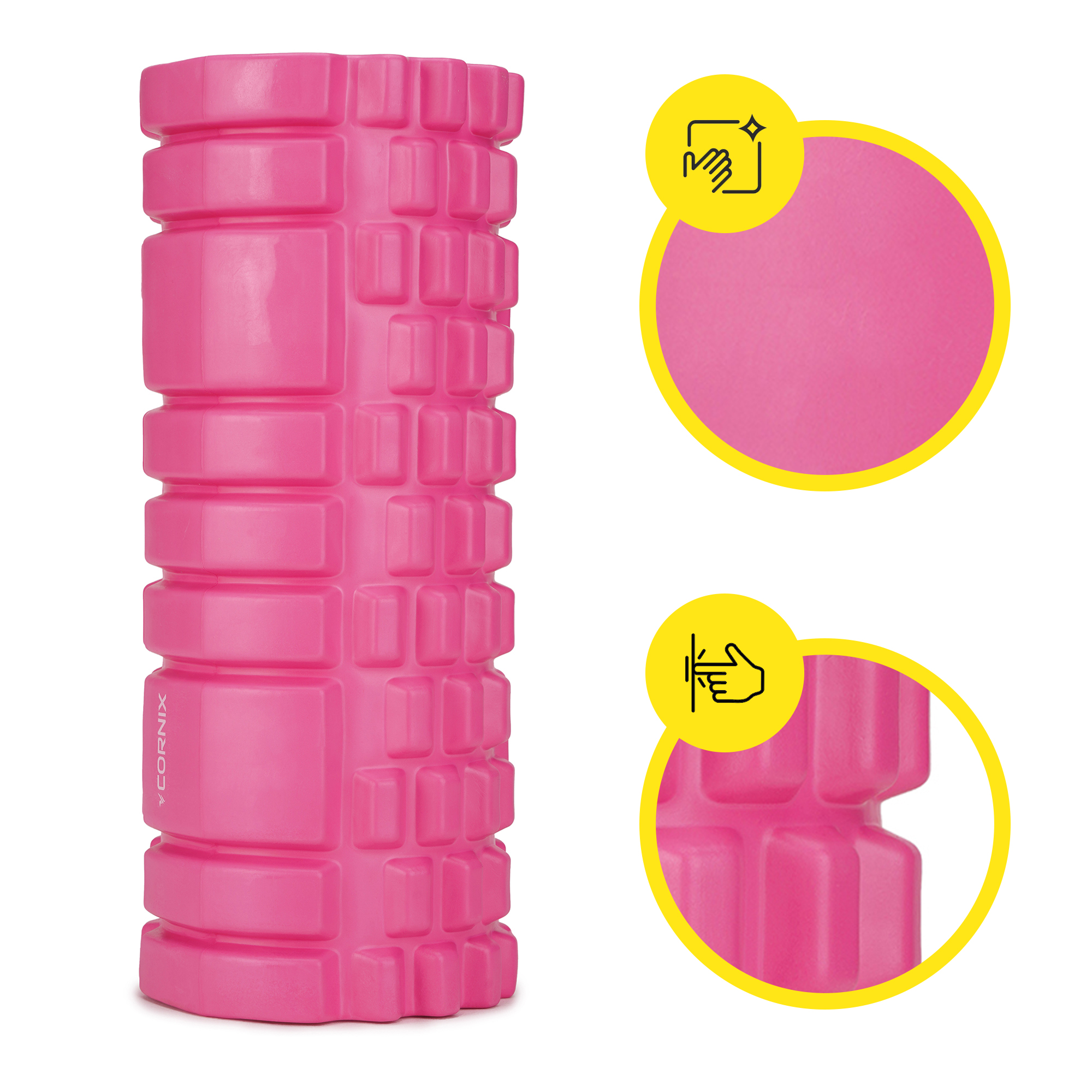 Масажний ролик Cornix EVA 33 x 14 см (валик, роллер) XR-0031 Pink — мініатюра 9