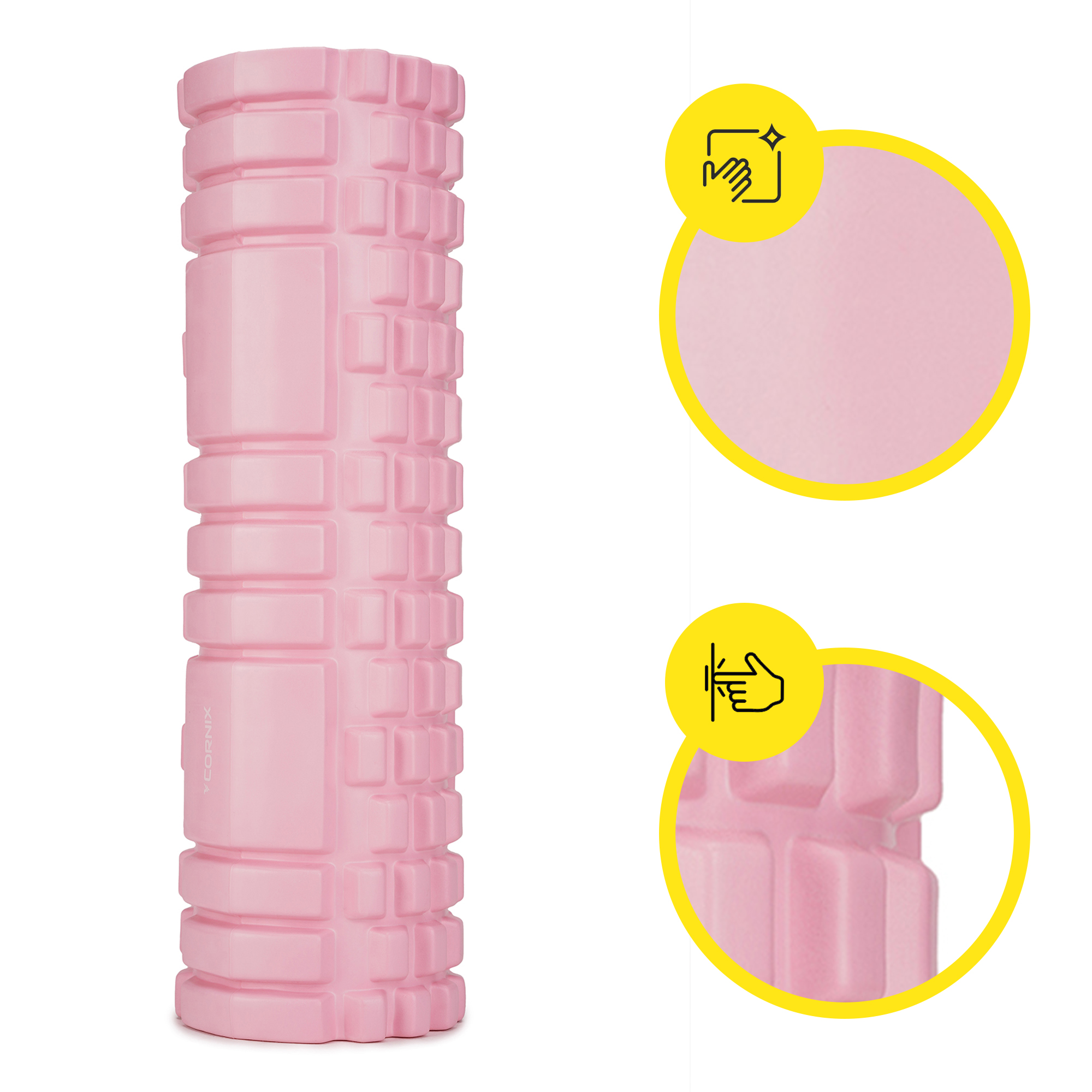 Масажний ролик Cornix EVA 45 x 14 см (валик, роллер) XR-0037 Light Pink — фото 3