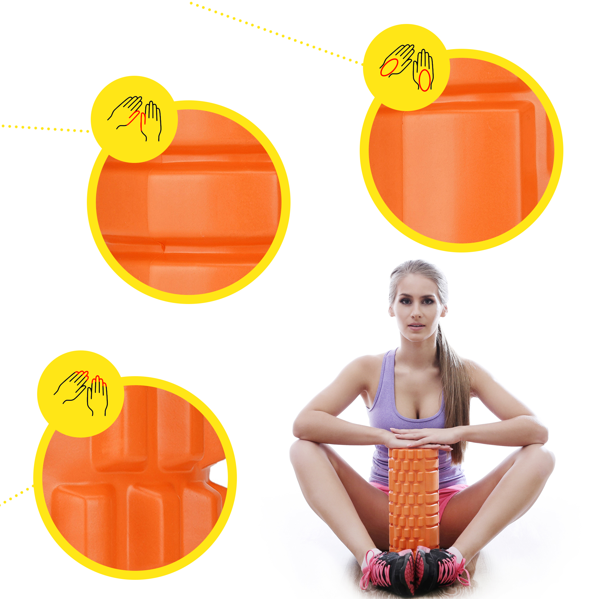 Масажний ролик Cornix EVA 45 x 14 см (валик, роллер) XR-0041 Orange — мініатюра 9