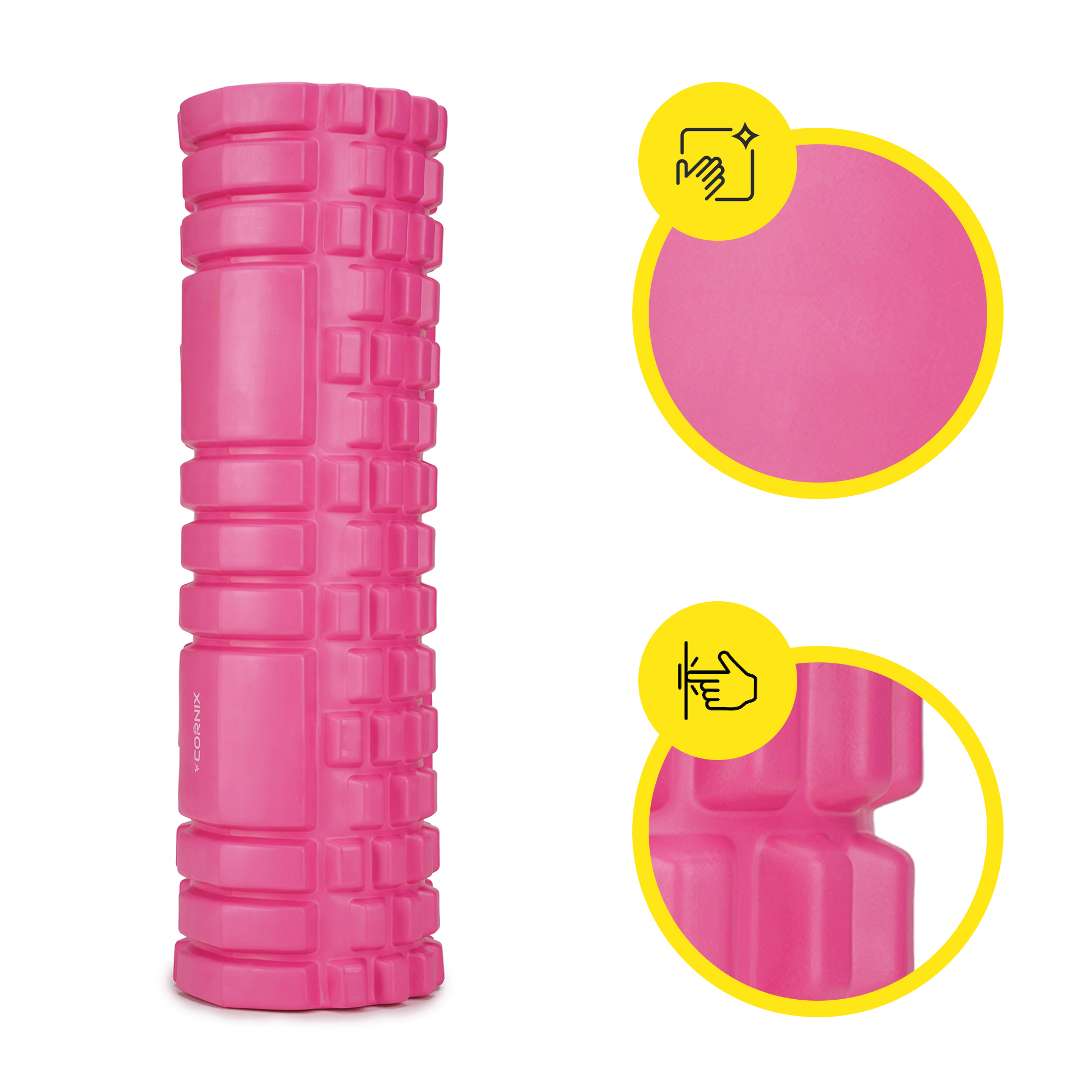 Масажний ролик Cornix EVA 45 x 14 см (валик, роллер) XR-0043 Pink — мініатюра 9