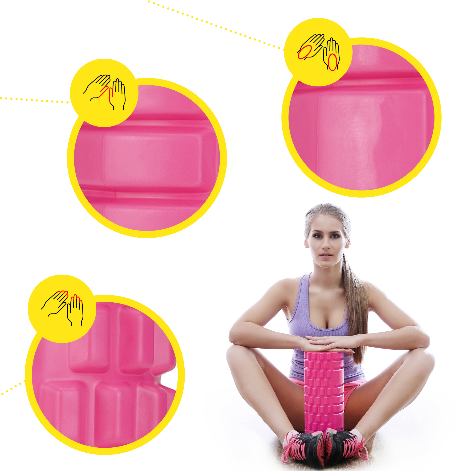 Масажний ролик Cornix EVA 45 x 14 см (валик, роллер) XR-0043 Pink