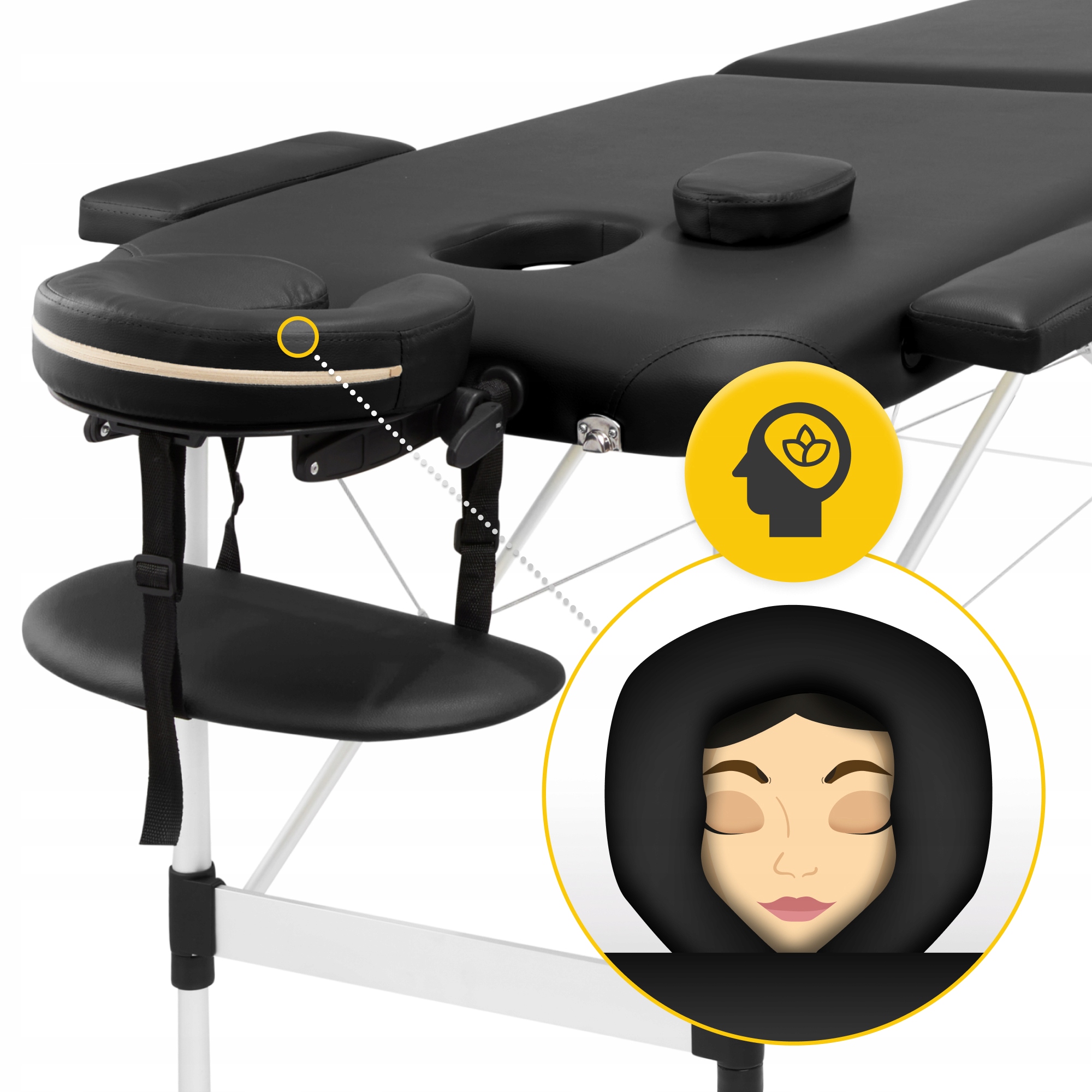 Масажний стіл складний 4FIZJO Massage Table Alu W60 Black (P-5907739318374) — фото 2