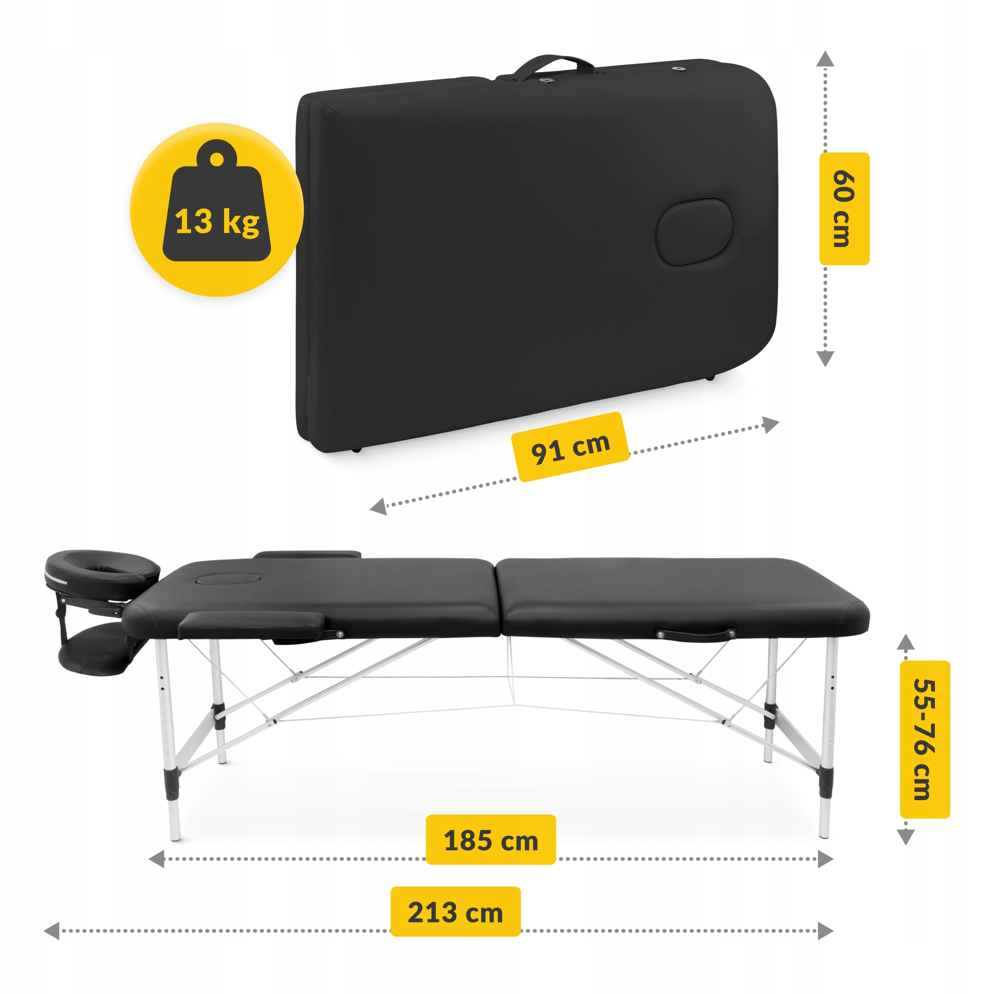 Масажний стіл складний 4FIZJO Massage Table Alu W60 Black (P-5907739318374) — мініатюра 7