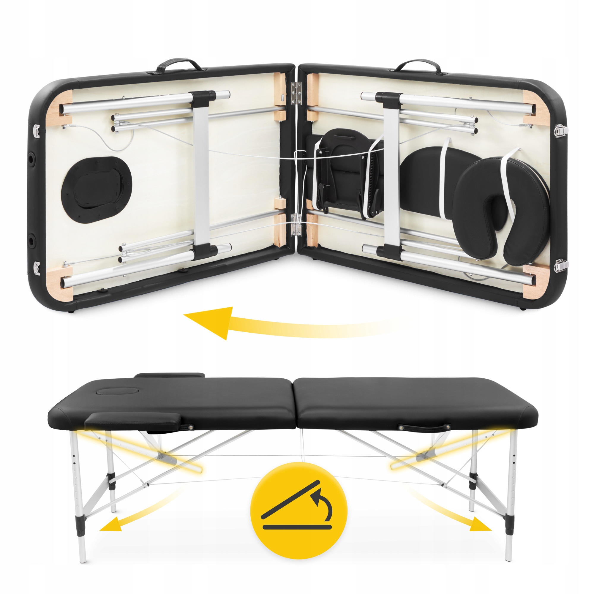 Масажний стіл складний 4FIZJO Massage Table Alu W60 Black (P-5907739318374) — фото 4