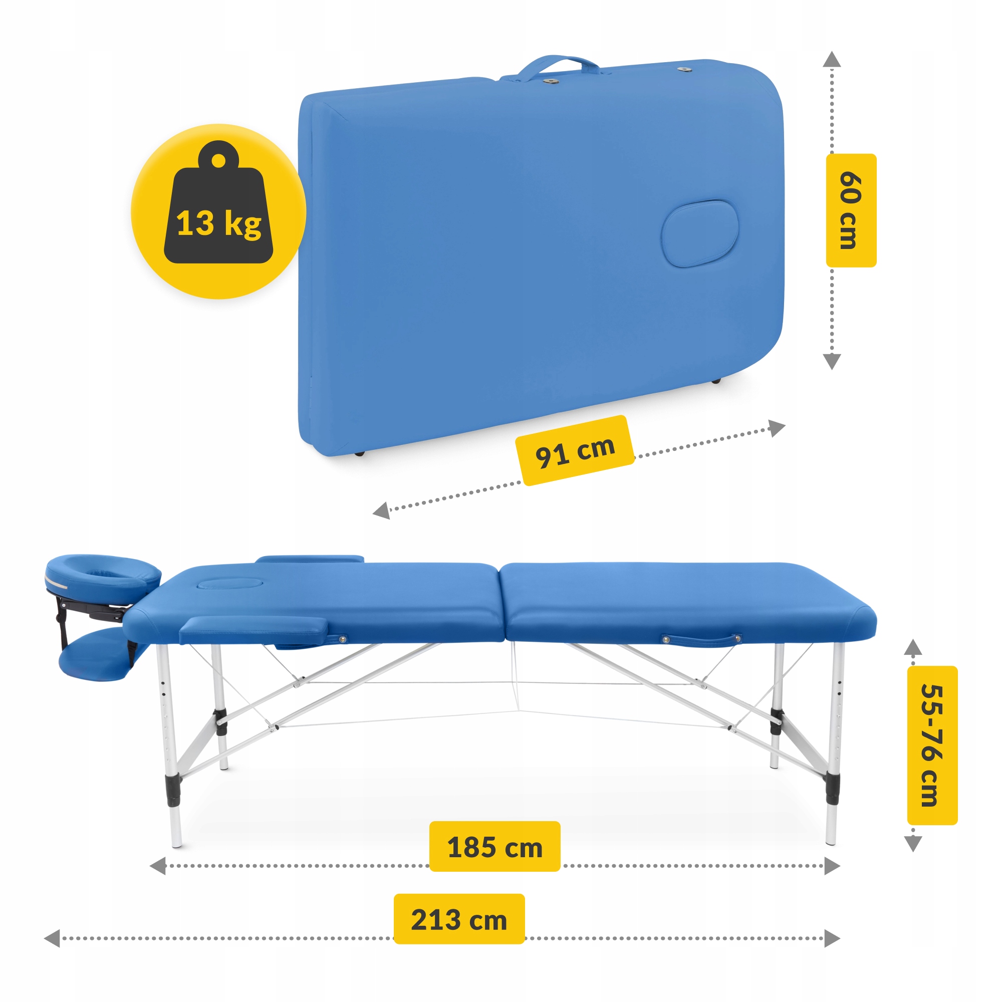 Масажний стіл складний 4FIZJO Massage Table Alu W60 Blue (P-5907739318404) — мініатюра 9