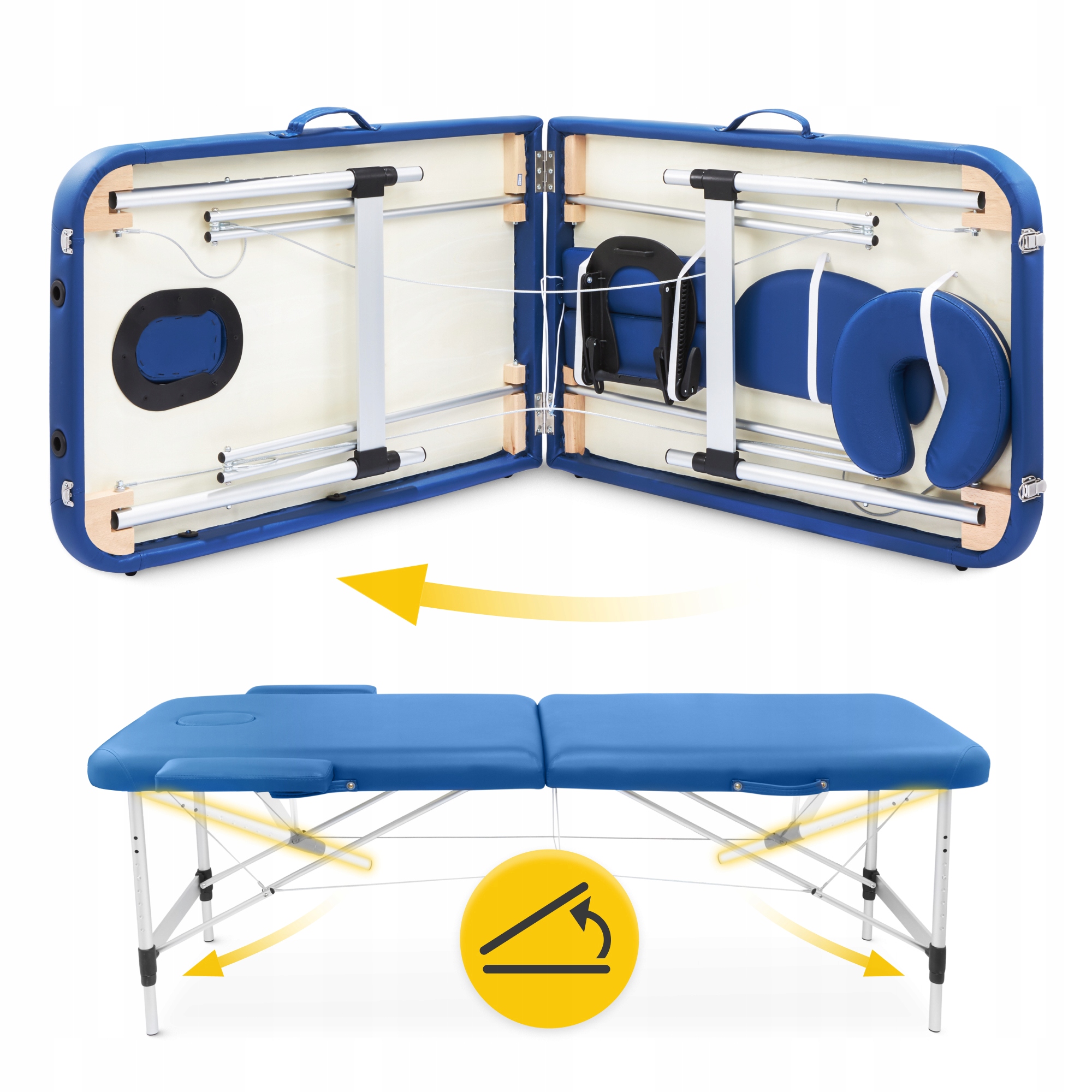 Масажний стіл складний 4FIZJO Massage Table Alu W60 Blue (P-5907739318404) — фото 2