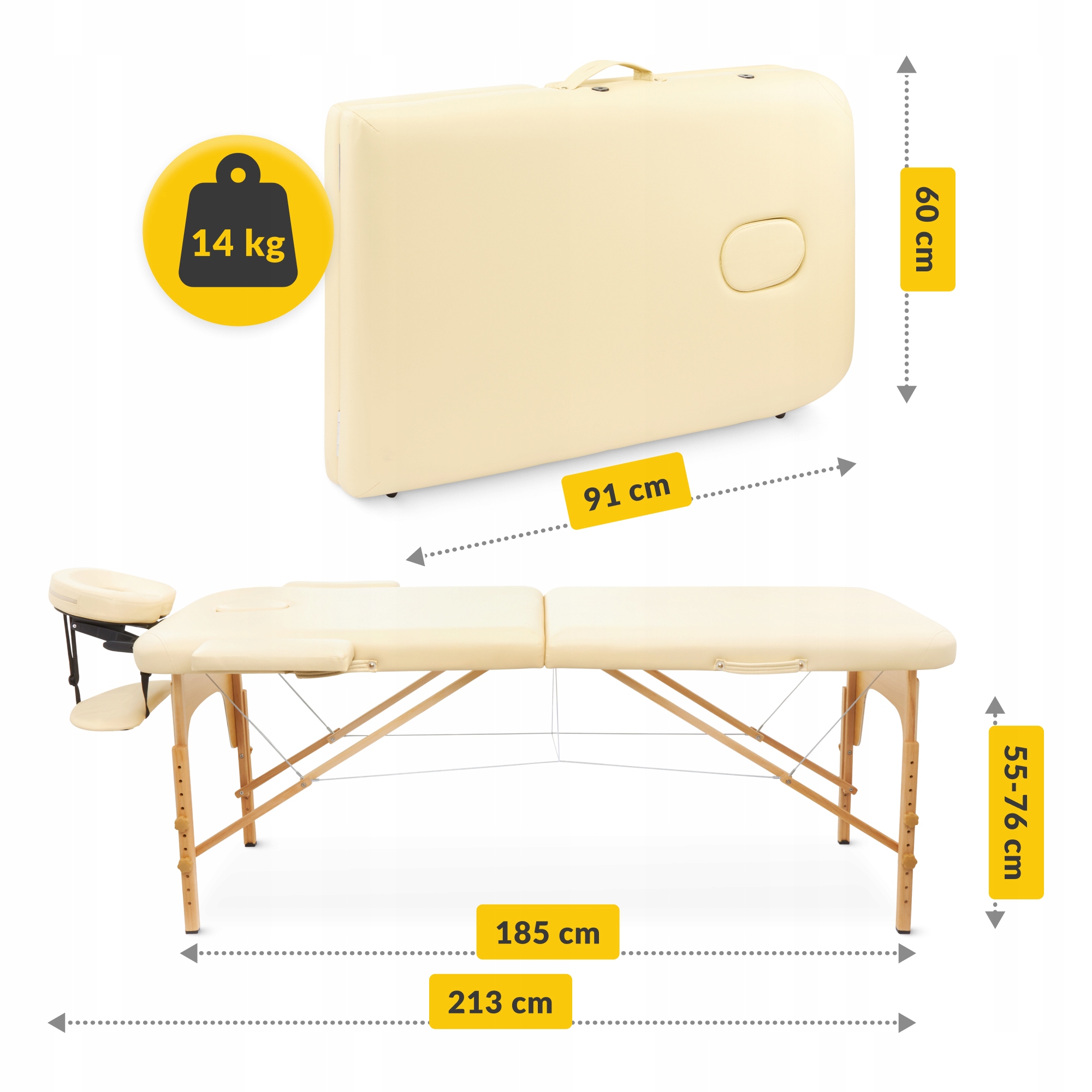Масажний стіл складний 4FIZJO Massage Table Wood W60 Beige (P-5907739318350) — фото 5