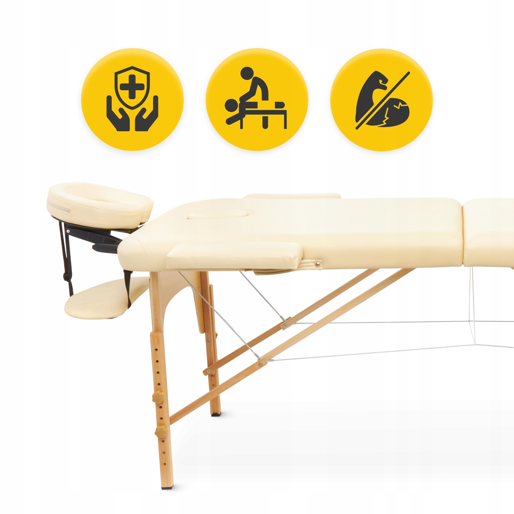Масажний стіл складний 4FIZJO Massage Table Wood W60 Beige (P-5907739318350) — фото 3