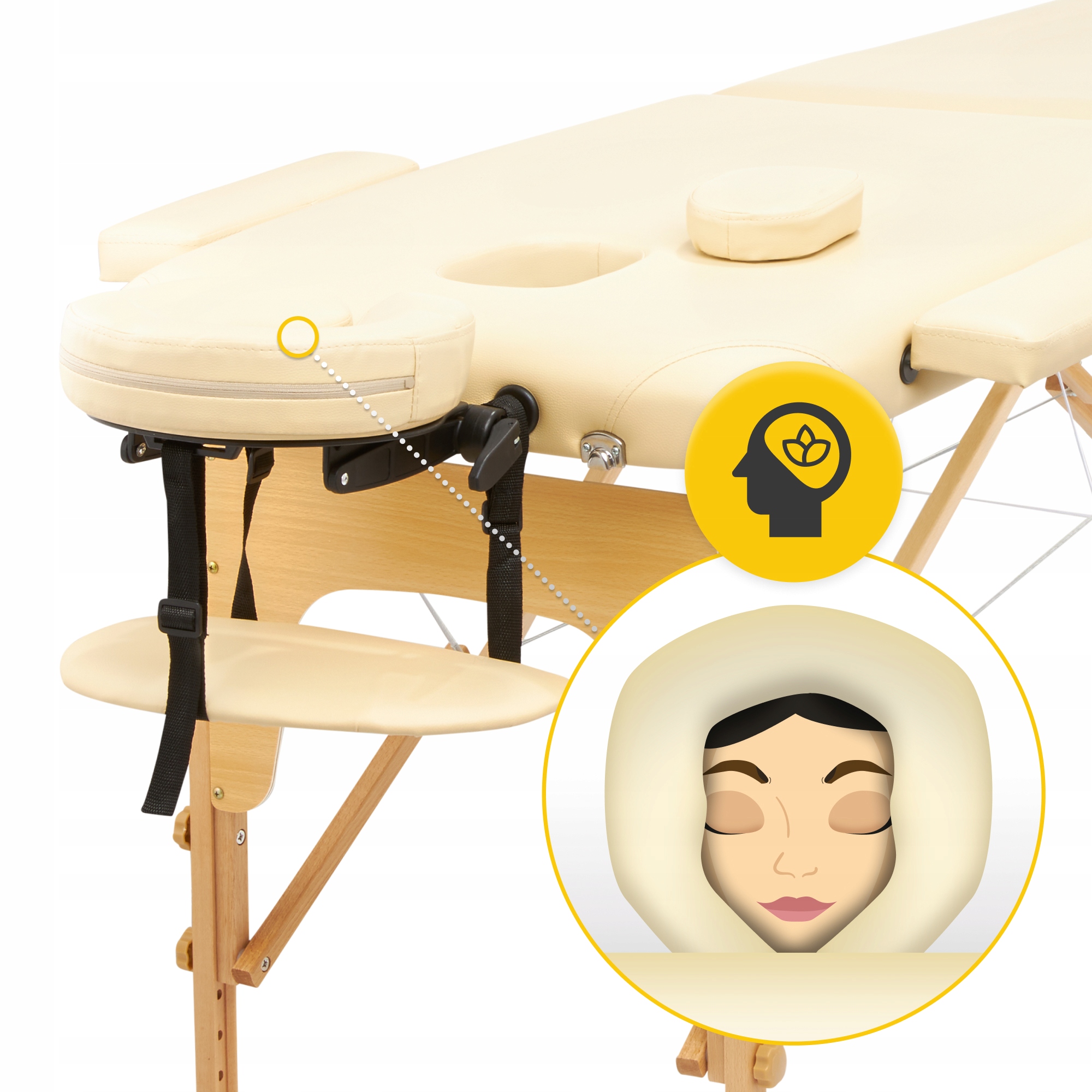 Масажний стіл складний 4FIZJO Massage Table Wood W60 Beige (P-5907739318350) — мініатюра 7