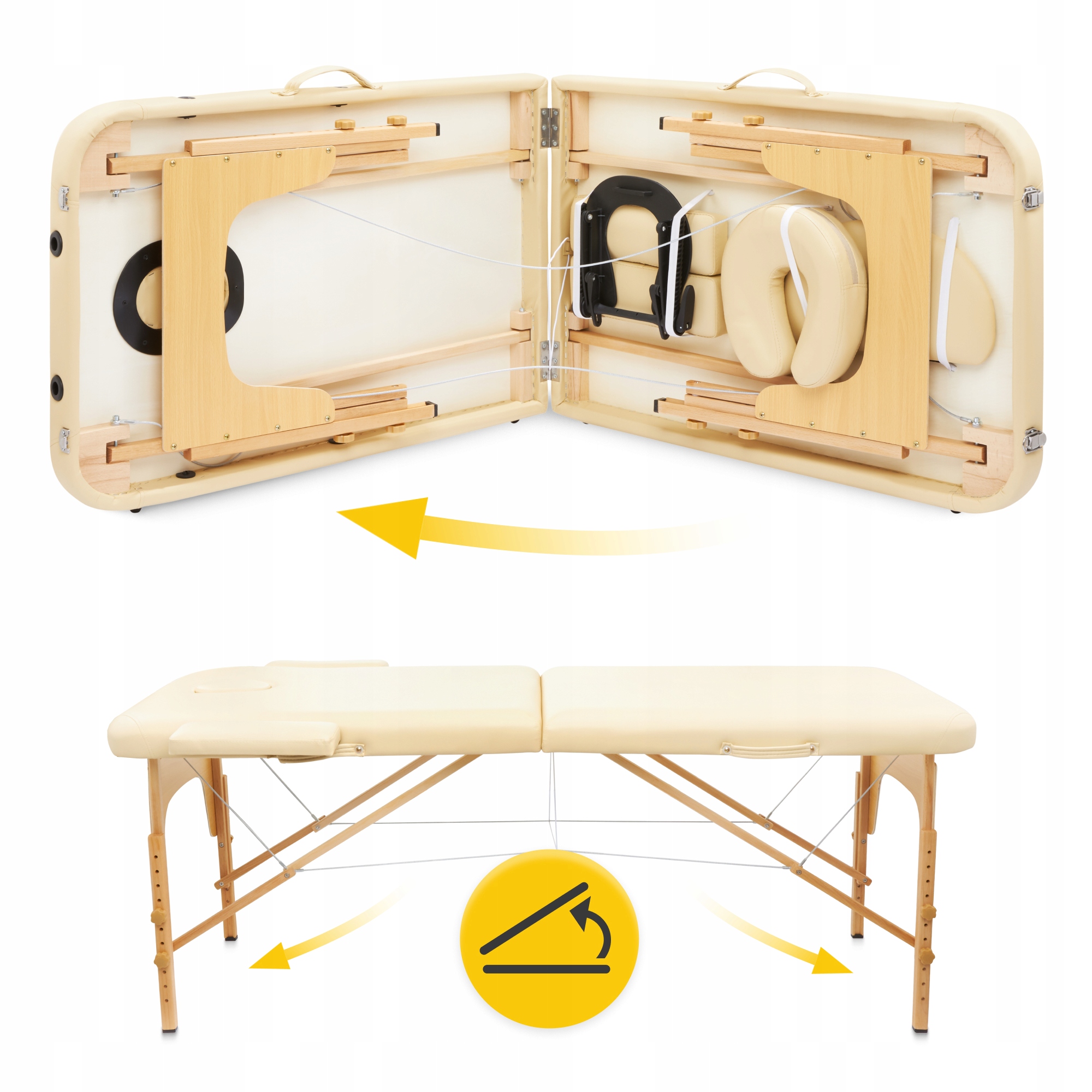 Масажний стіл складний 4FIZJO Massage Table Wood W60 Beige (P-5907739318350) — мініатюра 8