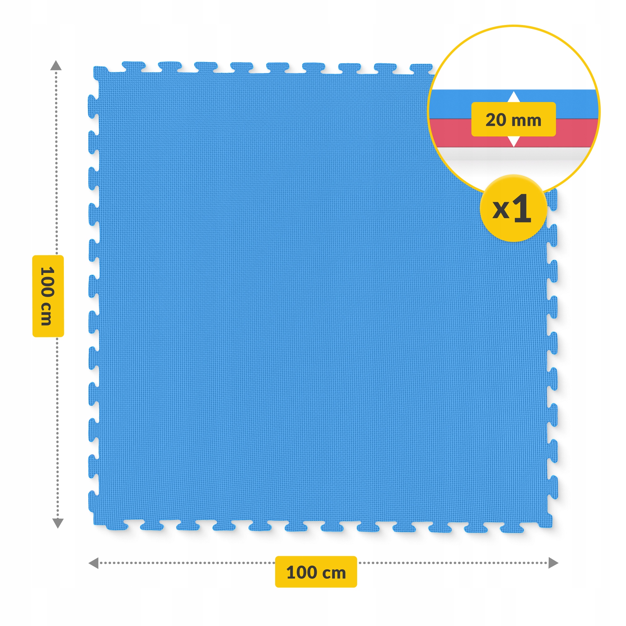 Мат-пазл (ласточкин хвіст) 4FIZJO Mat Puzzle EVA 100 x 100 x 2 cм Blue/Red (P-5907739310002) — фото 5