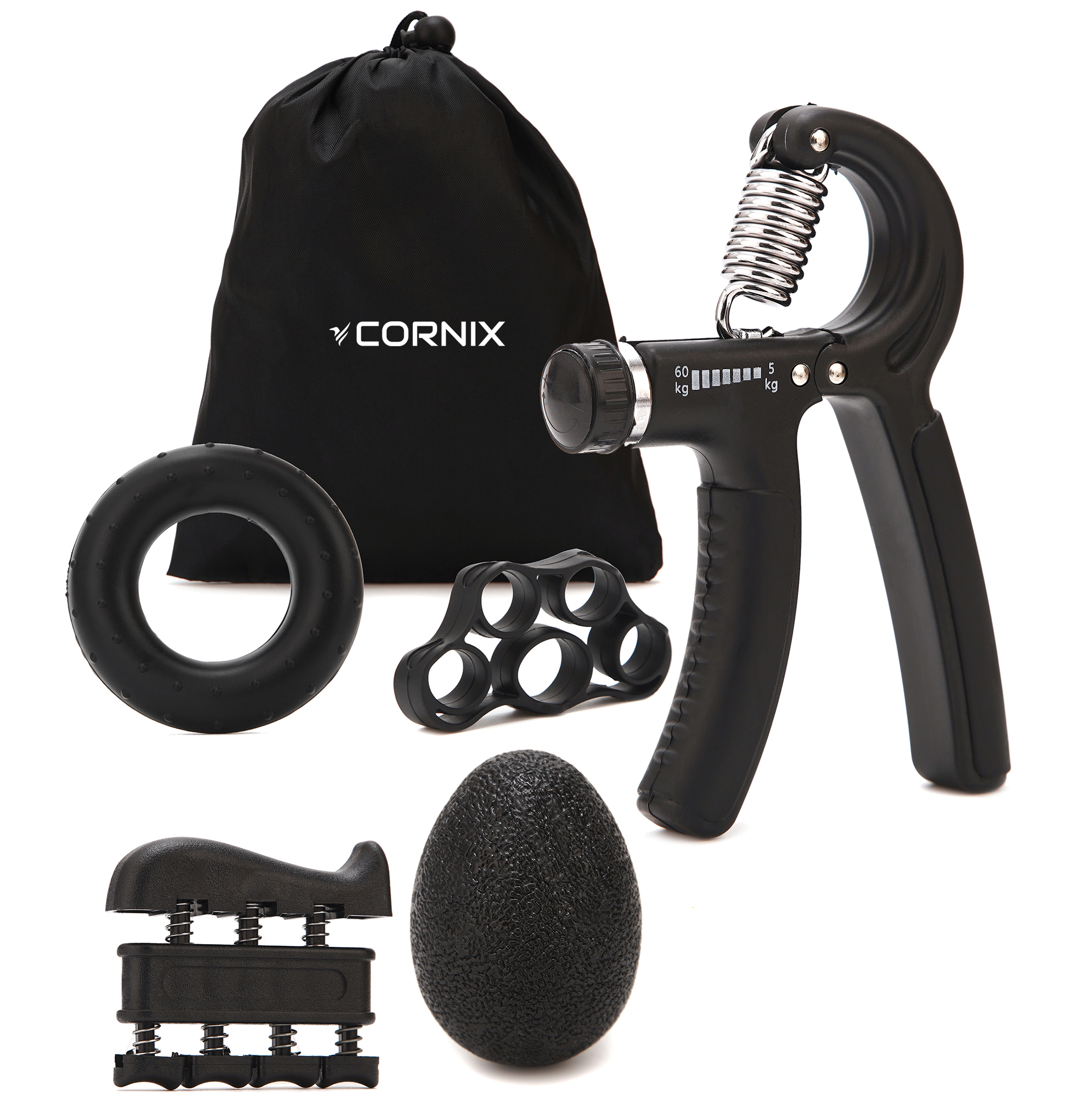 Набір еспандерів Cornix Hand Grip Workout Kit 5 шт XR-0269 Black — фото 1