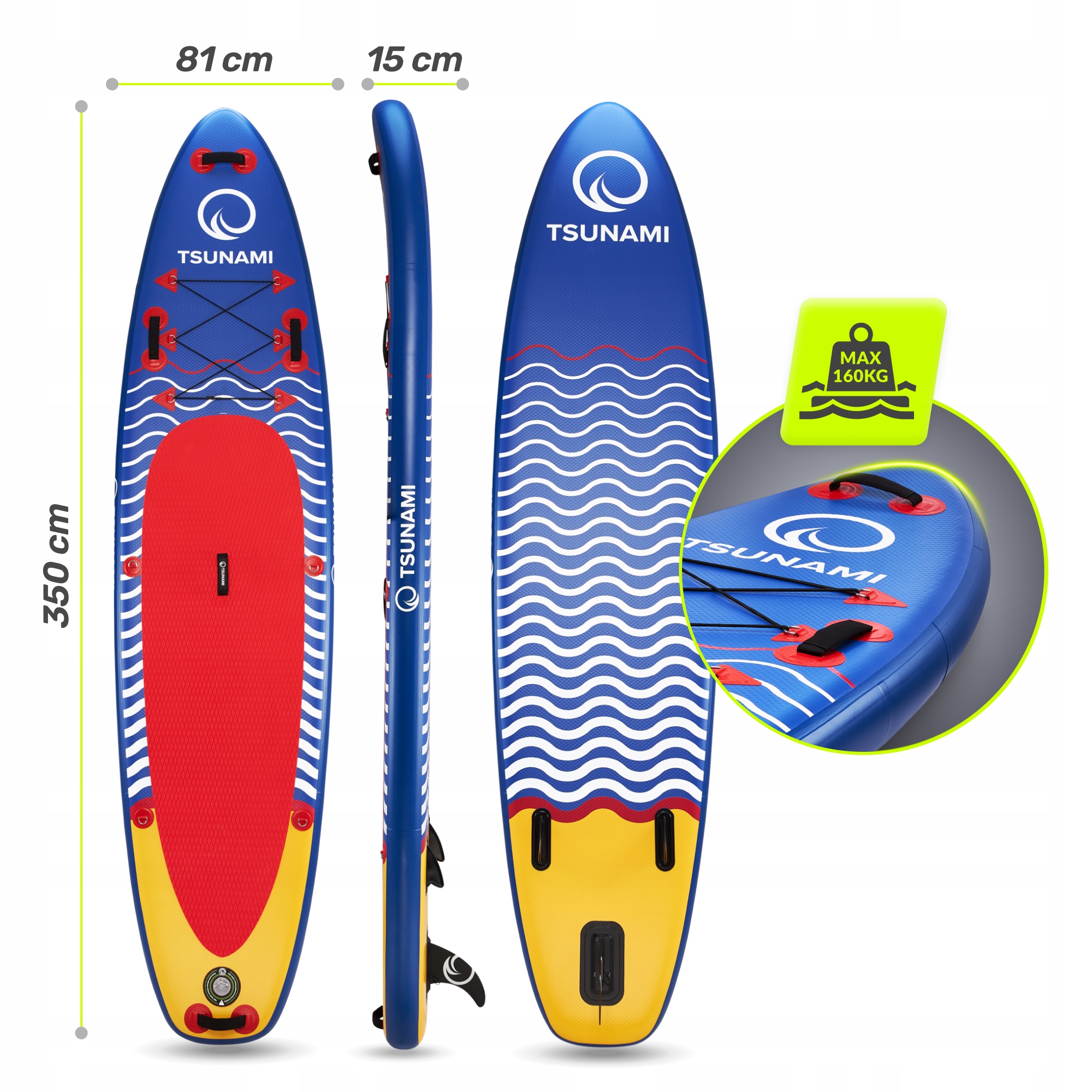 Надувна SUP дошка TSUNAMI 350 см з веслом Wave T04 (P-5907739314239) — фото 3