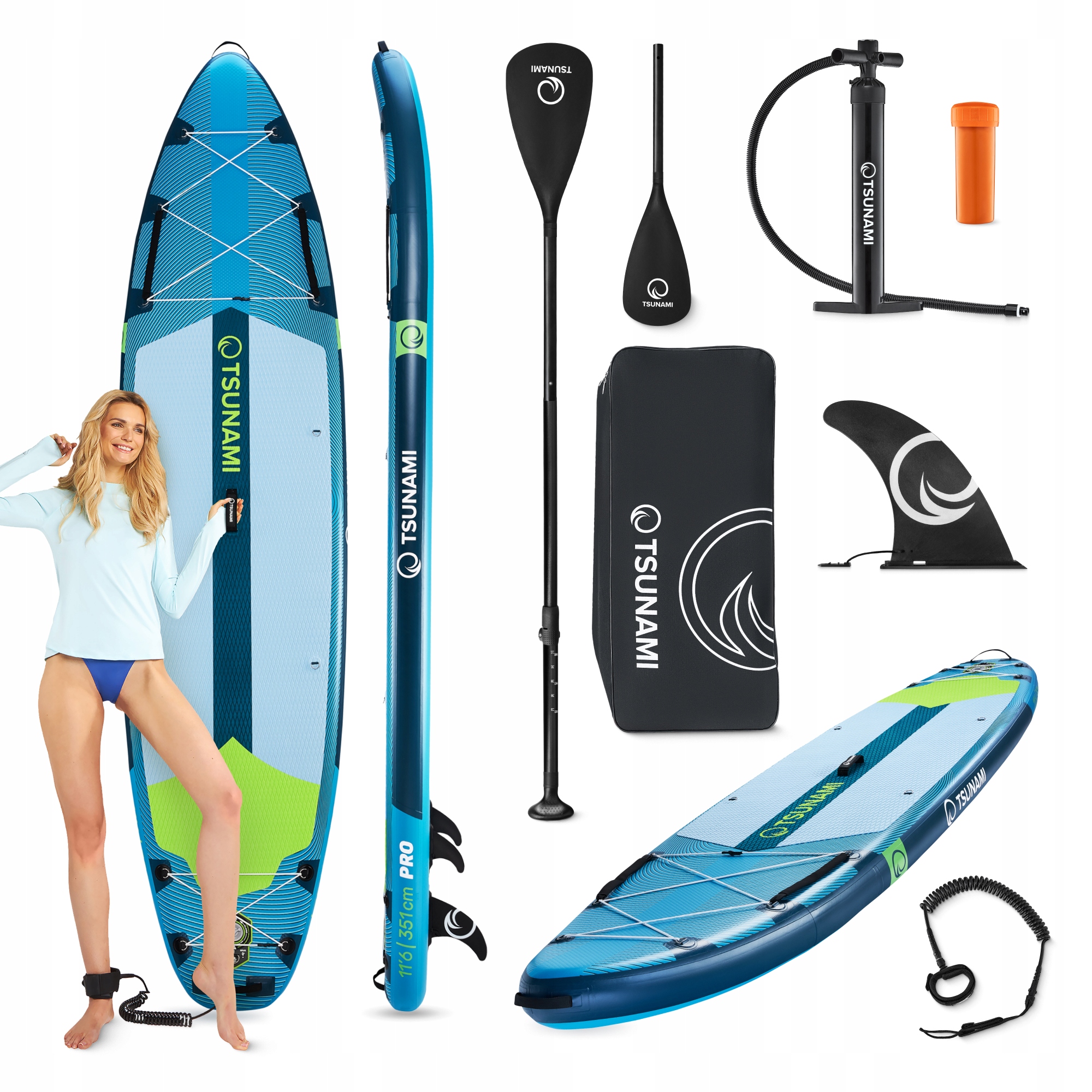Надувна SUP дошка TSUNAMI PRO 350 см з веслом T15 (P-5905973405638) — фото 3