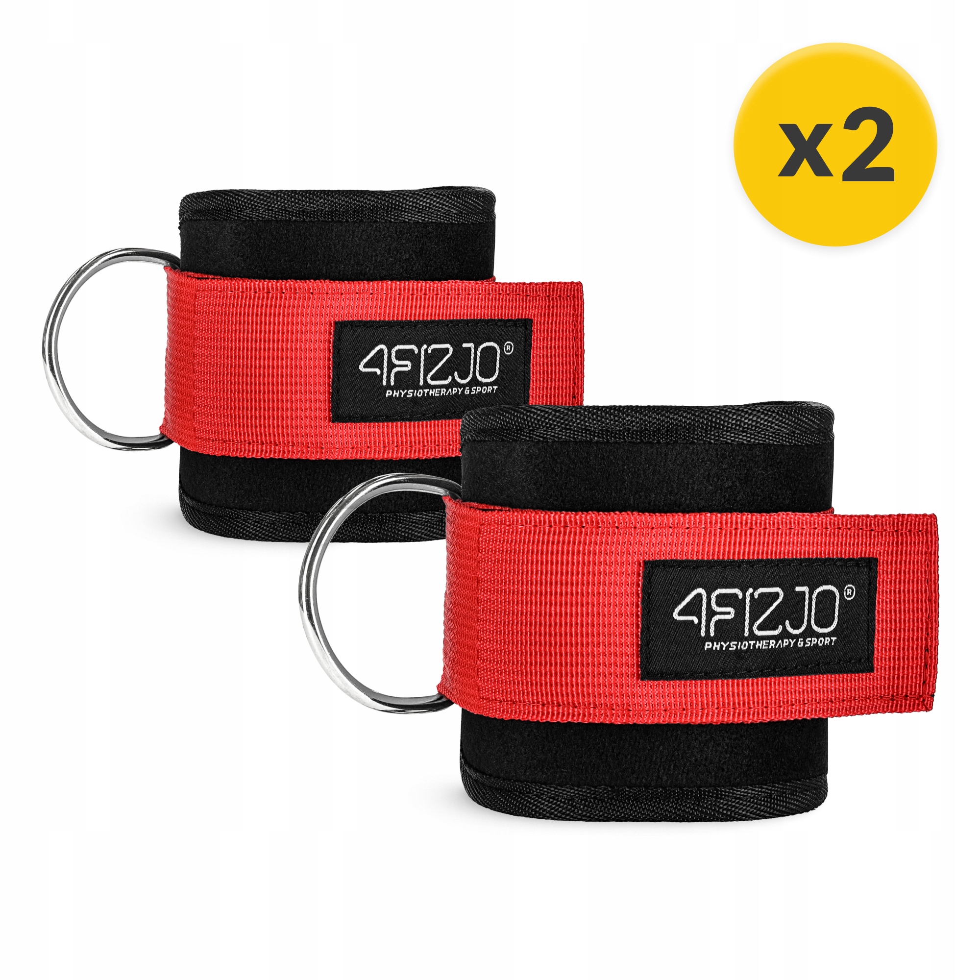 Манжети для тяги 4FIZJO Ankle Strap 2 шт Black/Red (P-5907739314819) — фото 2
