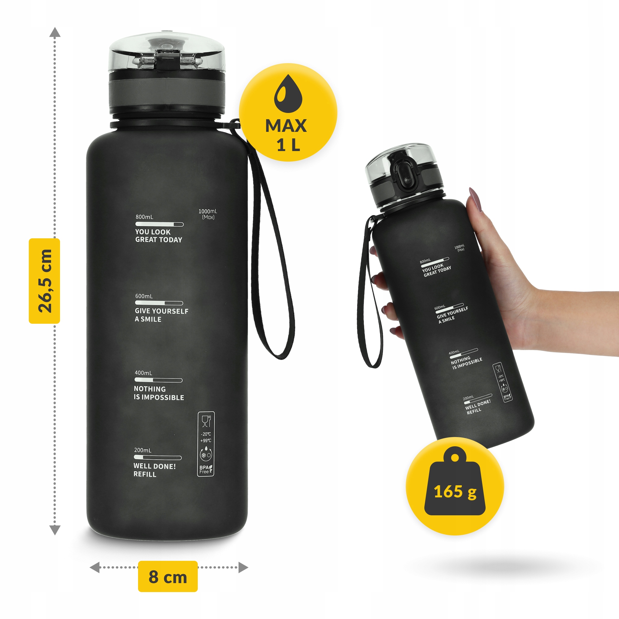 Пляшка для води спортивна 4FIZJO 1000 мл Black (P-5905973403788) — мініатюра 8