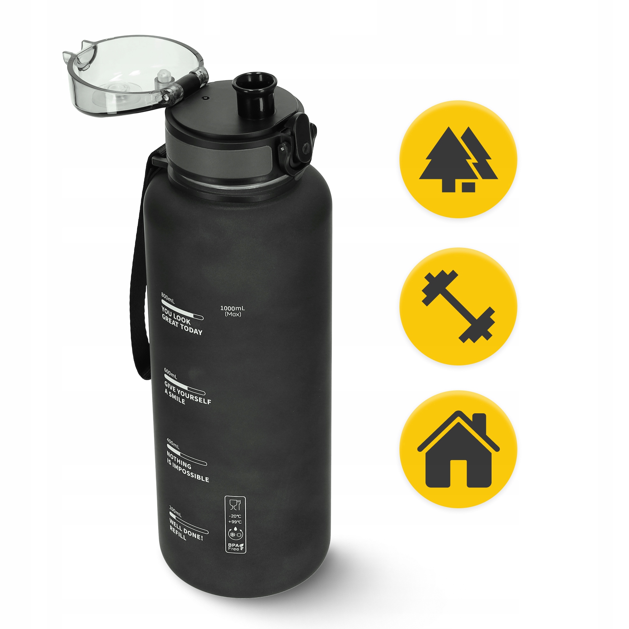Пляшка для води спортивна 4FIZJO 1000 мл Black (P-5905973403788) — мініатюра 6