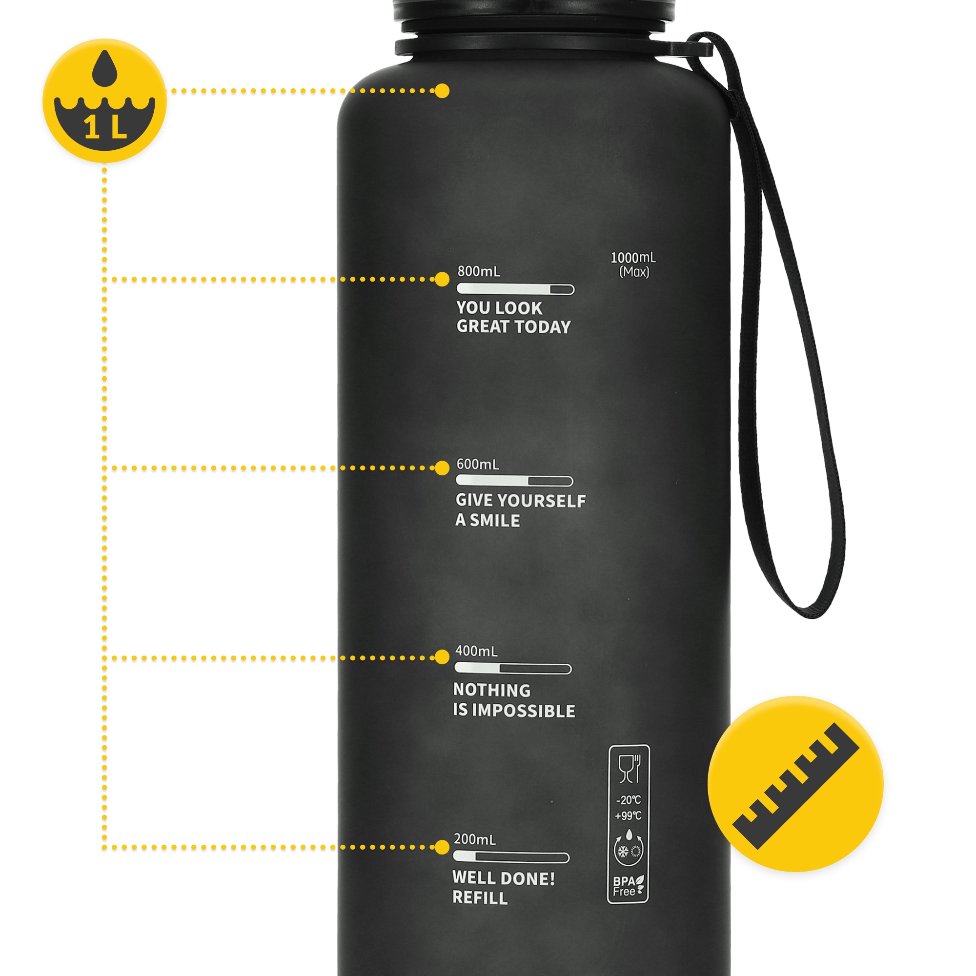 Пляшка для води спортивна 4FIZJO 1000 мл Black (P-5905973403788) — мініатюра 7