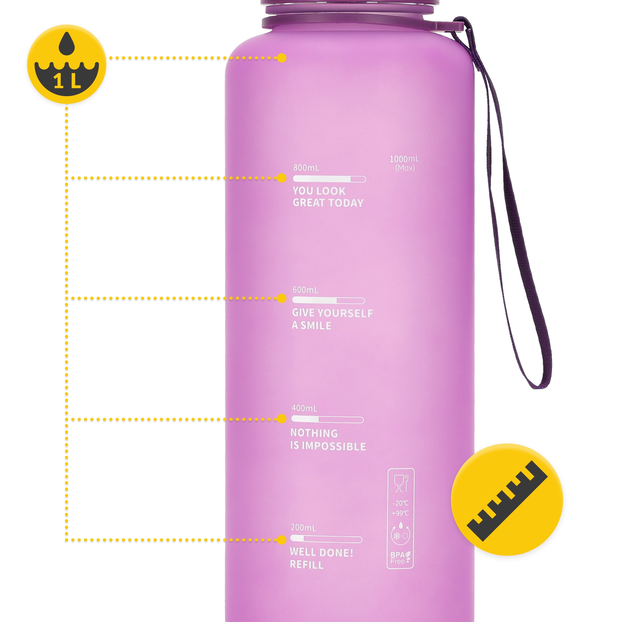 Пляшка для води спортивна 4FIZJO 1000 мл Pink (P-5905973403764) — мініатюра 7
