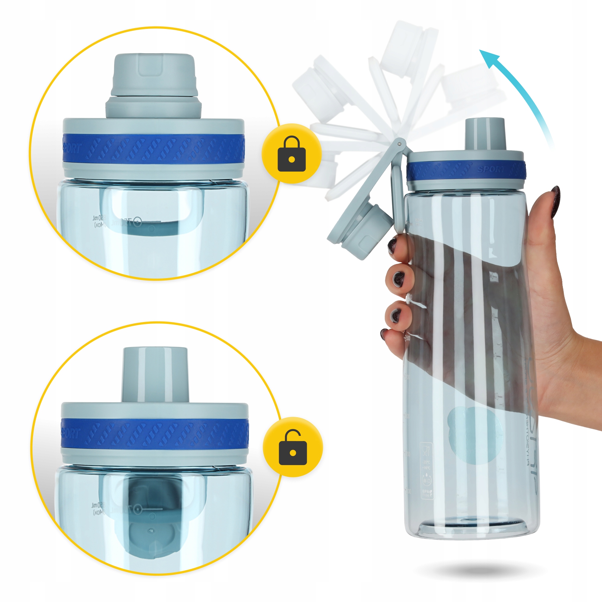 Пляшка для води спортивна 4FIZJO 850 мл Blue (P-5905973403795) — мініатюра 8