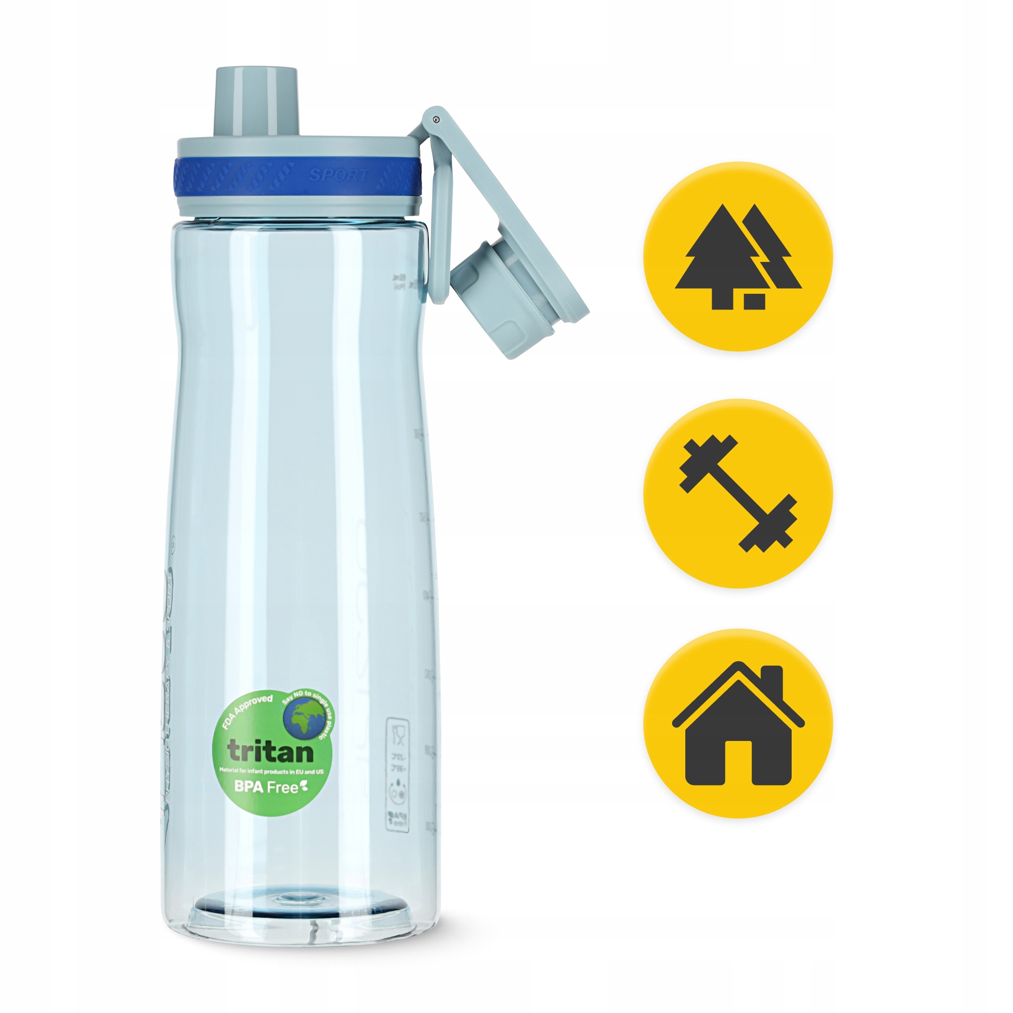 Пляшка для води спортивна 4FIZJO 850 мл Blue (P-5905973403795) — мініатюра 9