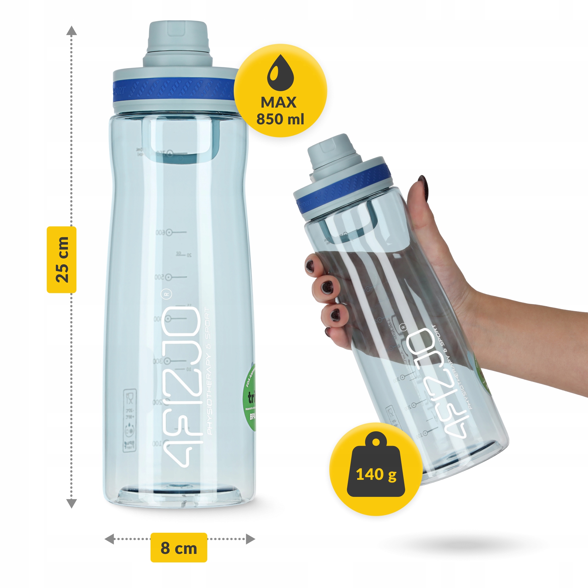 Пляшка для води спортивна 4FIZJO 850 мл Blue (P-5905973403795) — мініатюра 10