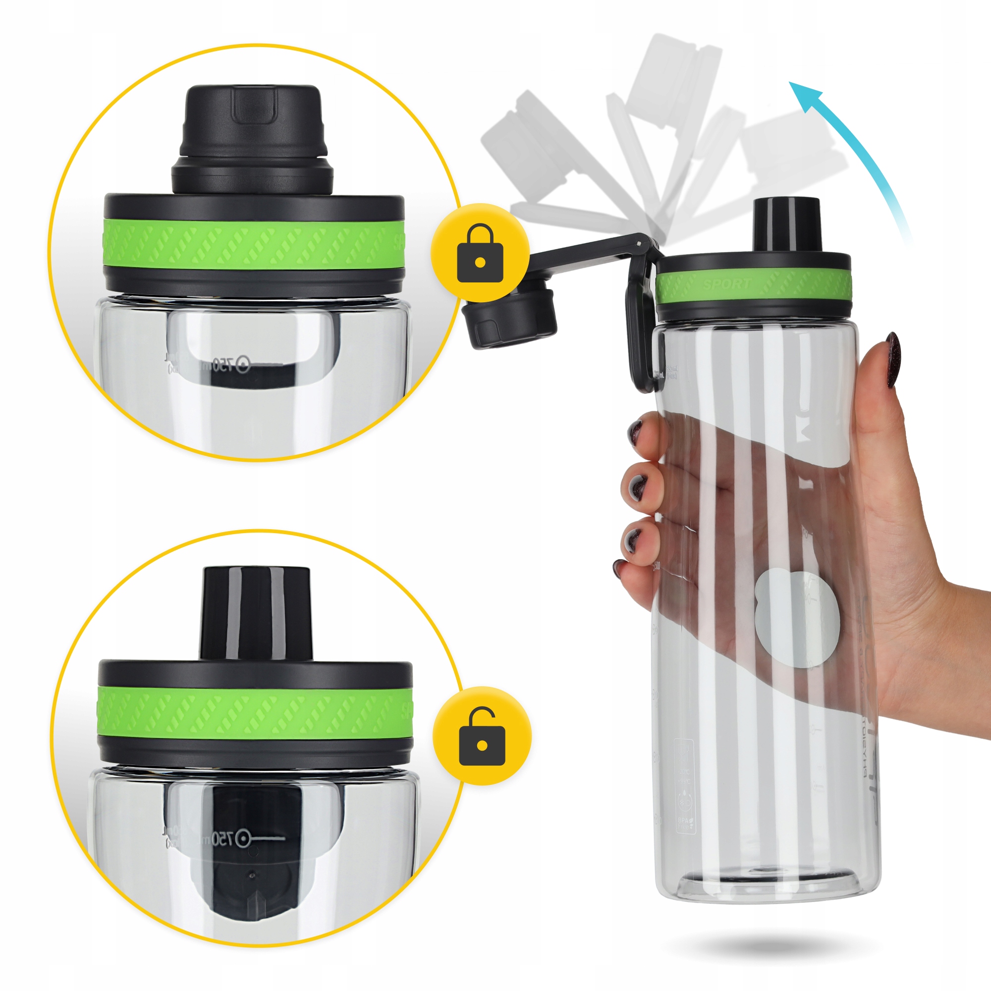 Пляшка для води спортивна 4FIZJO 850 мл Green (P-5905973403801) — мініатюра 6