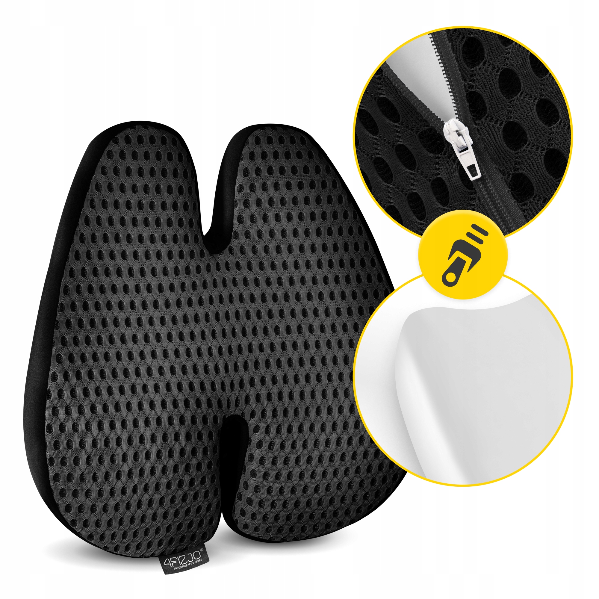 Ортопедична подушка 4FIZJO для спини 41 x 40 см Black (P-5907739318763) — мініатюра 6