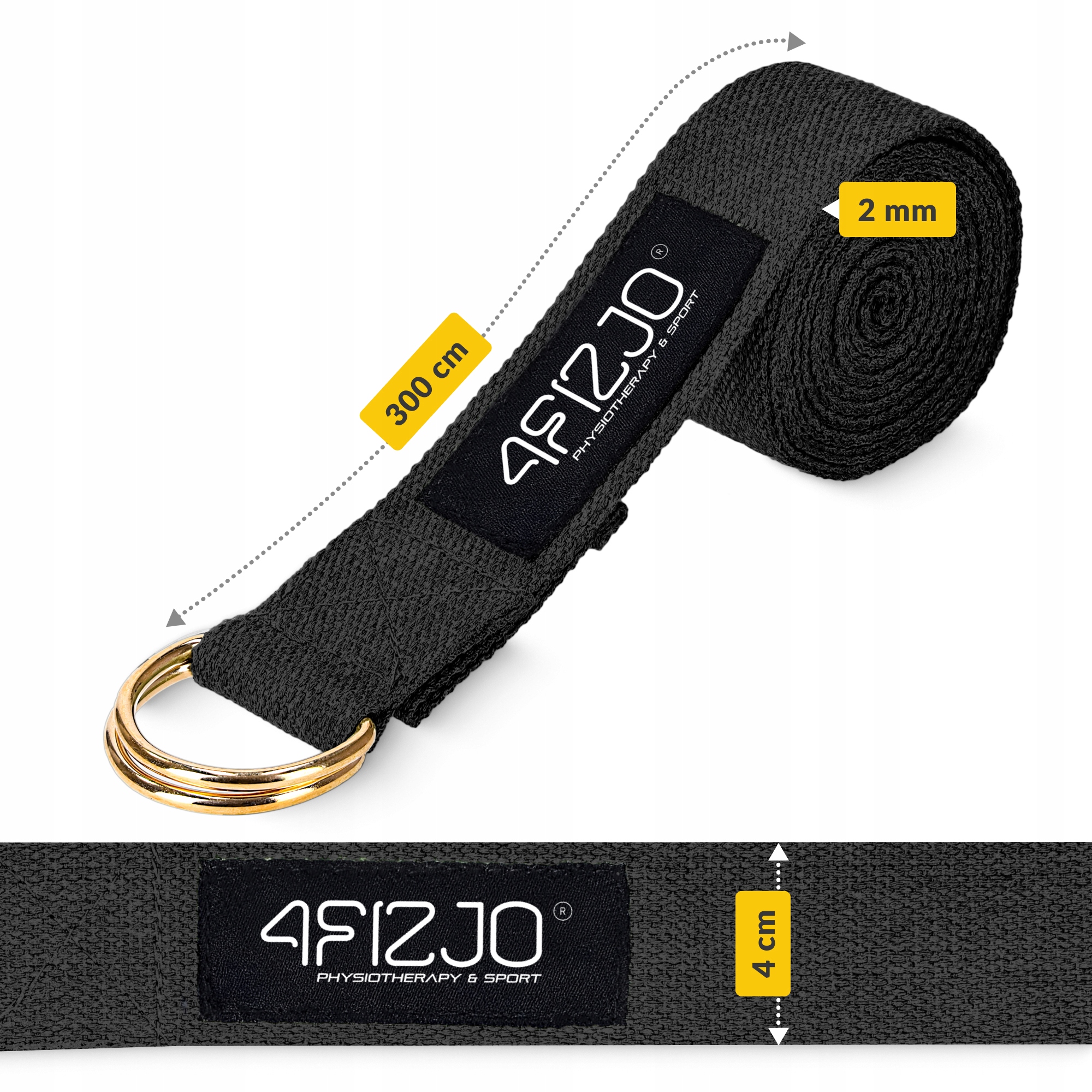 Ремінь для йоги 4FIZJO 300 см Black (P-5907739315397) — мініатюра 7