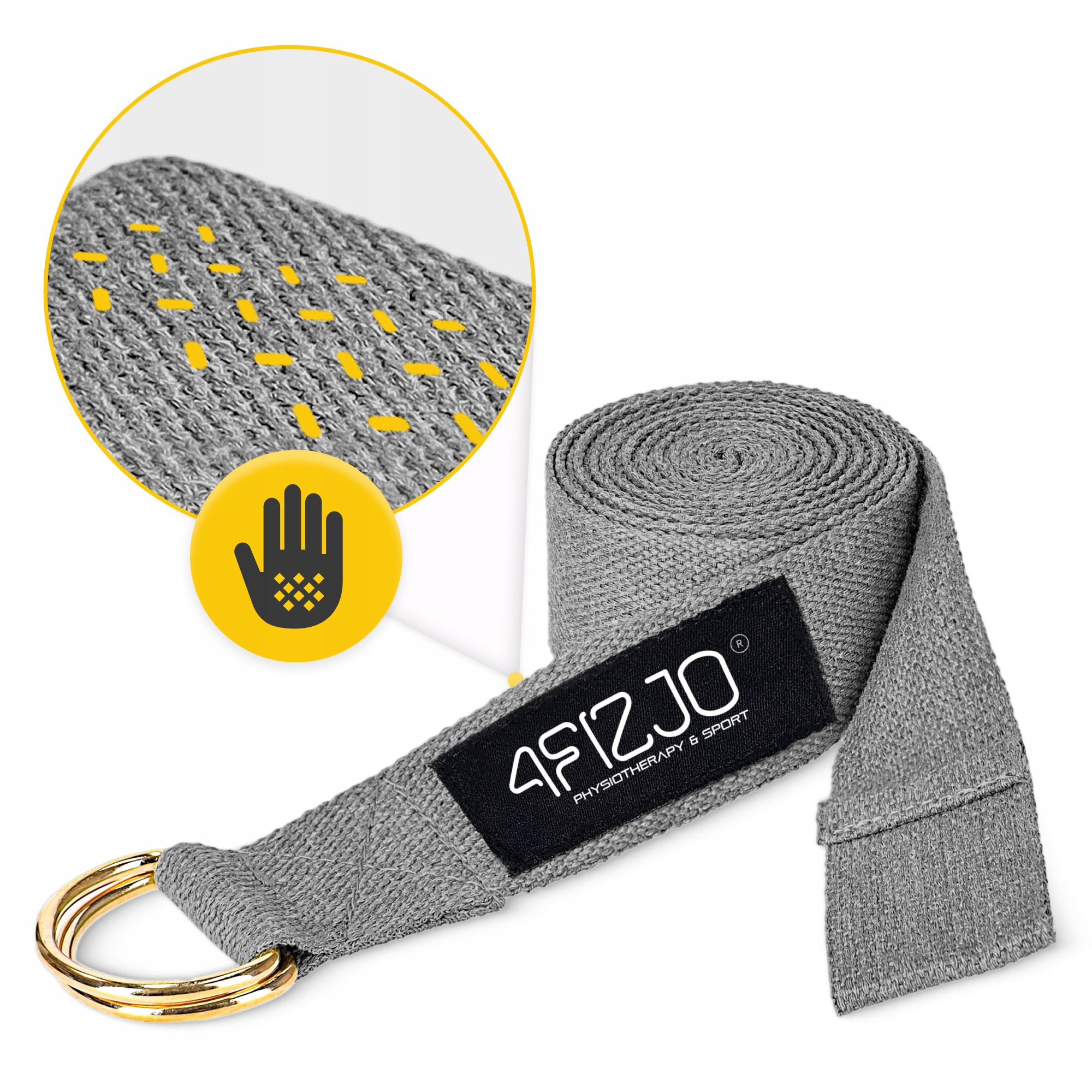 Ремінь для йоги 4FIZJO 300 см Grey (P-5907739315380) — мініатюра 8