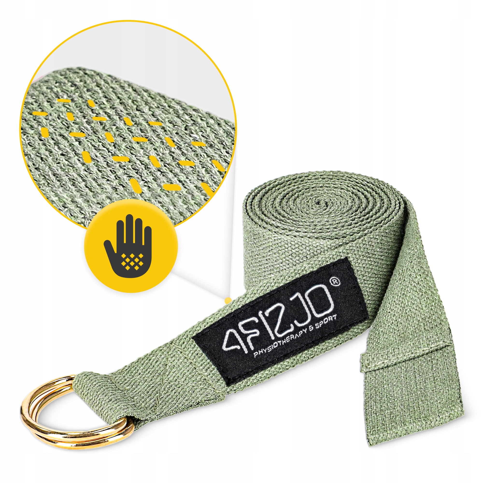 Ремінь для йоги 4FIZJO 300 см Olive (P-5907739318442) — мініатюра 6