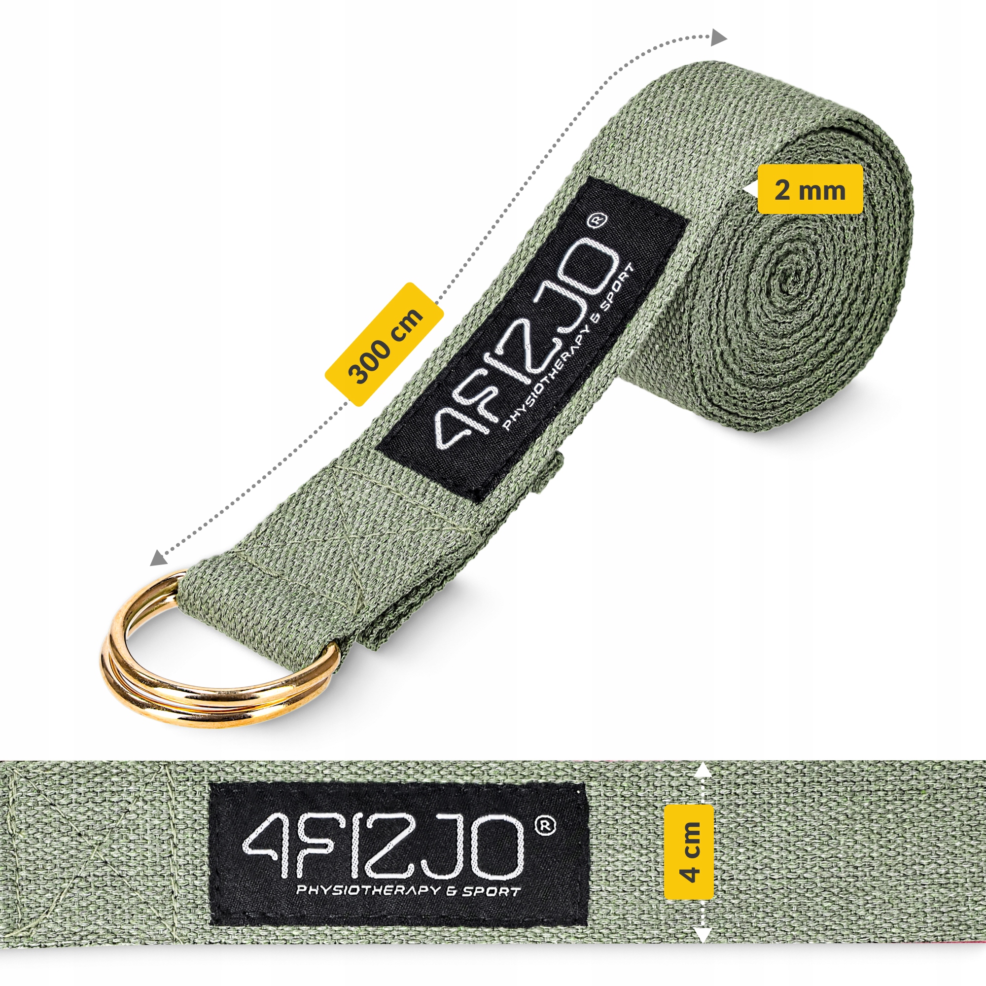 Ремінь для йоги 4FIZJO 300 см Olive (P-5907739318442) — мініатюра 8