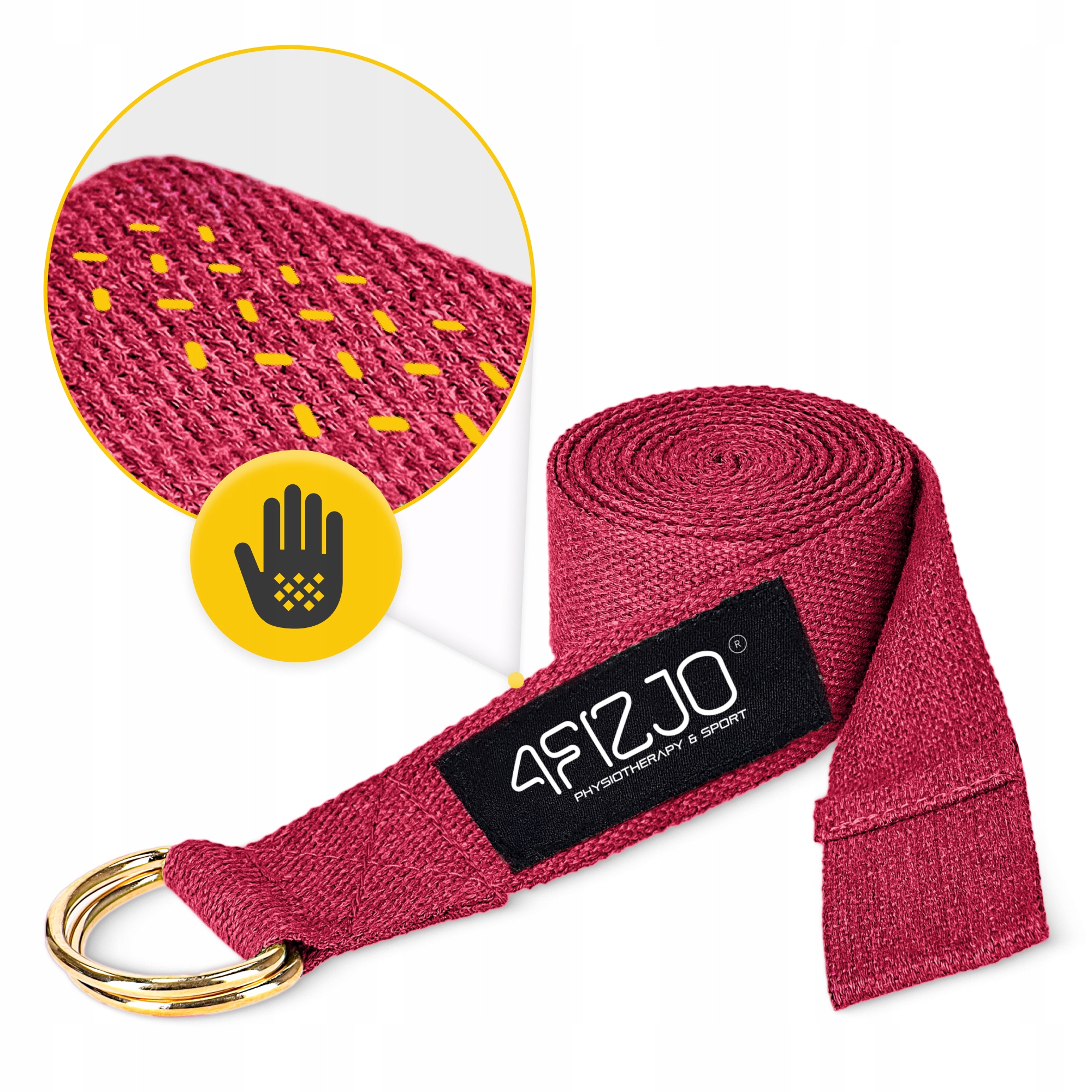 Ремінь для йоги 4FIZJO 300 см Red (P-5907739315373) — мініатюра 6