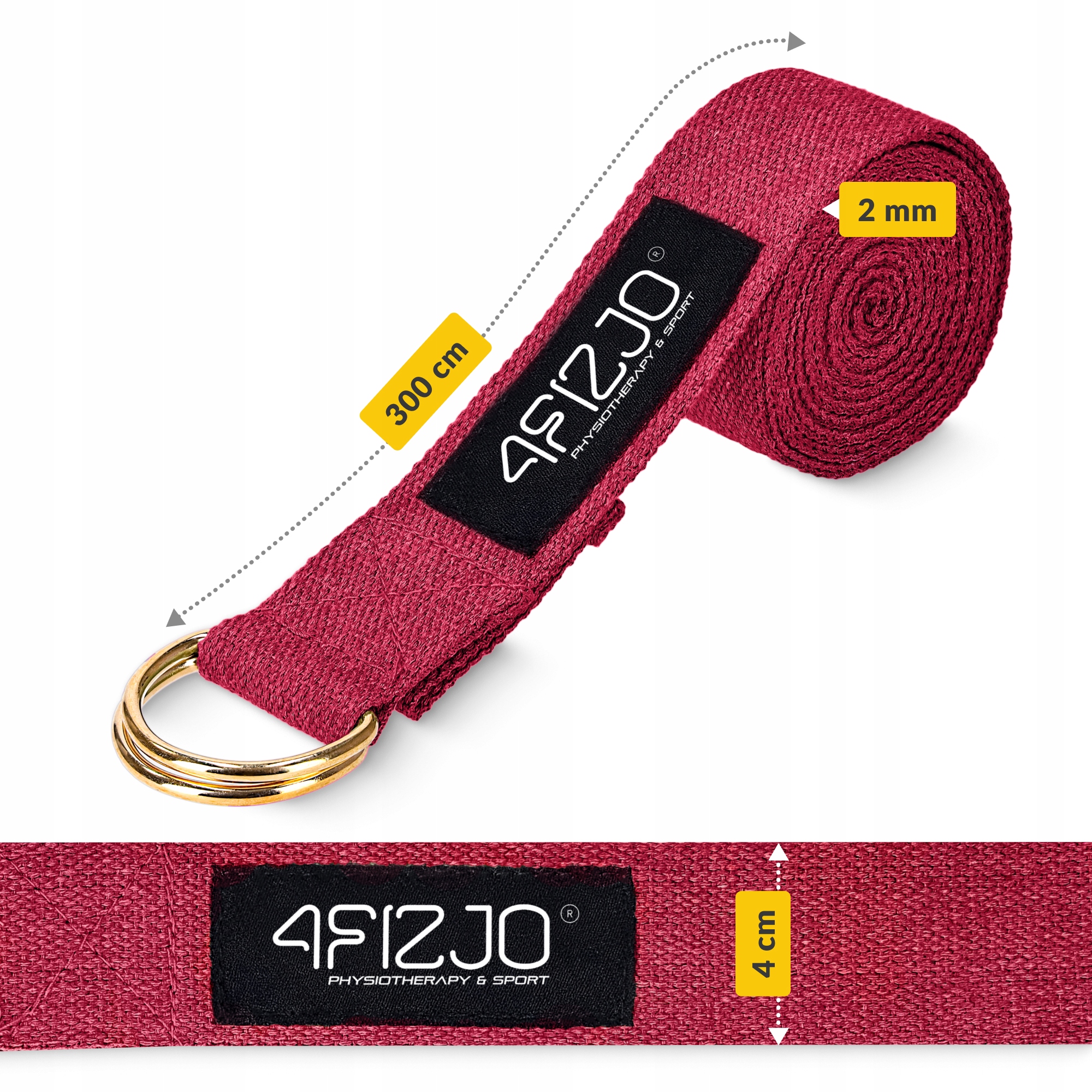 Ремінь для йоги 4FIZJO 300 см Red (P-5907739315373) — мініатюра 8