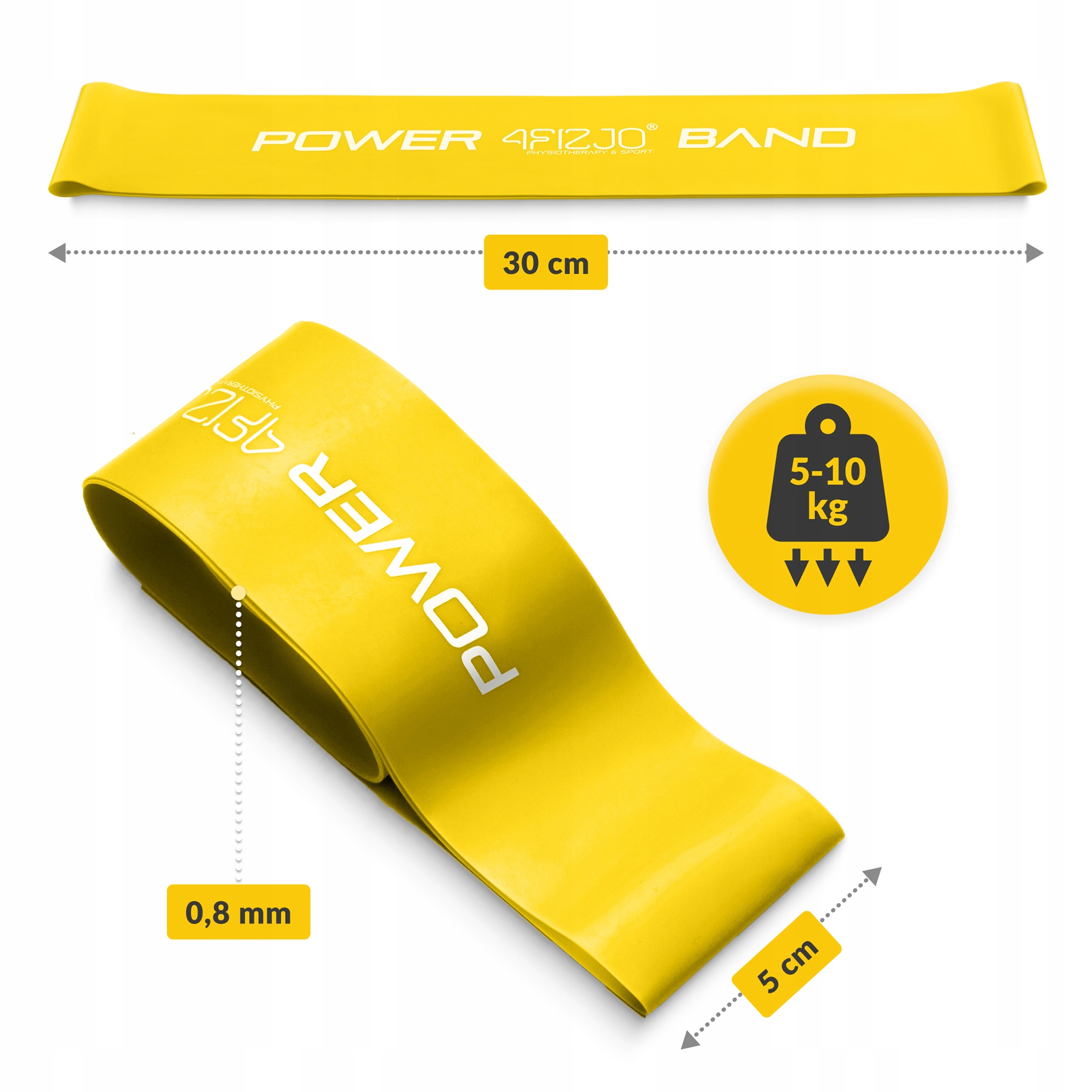 Резинка для фітнесу 4FIZJO Mini Power Band 0.8 мм 5-10 кг Yellow (P-5907222931608) — мініатюра 9