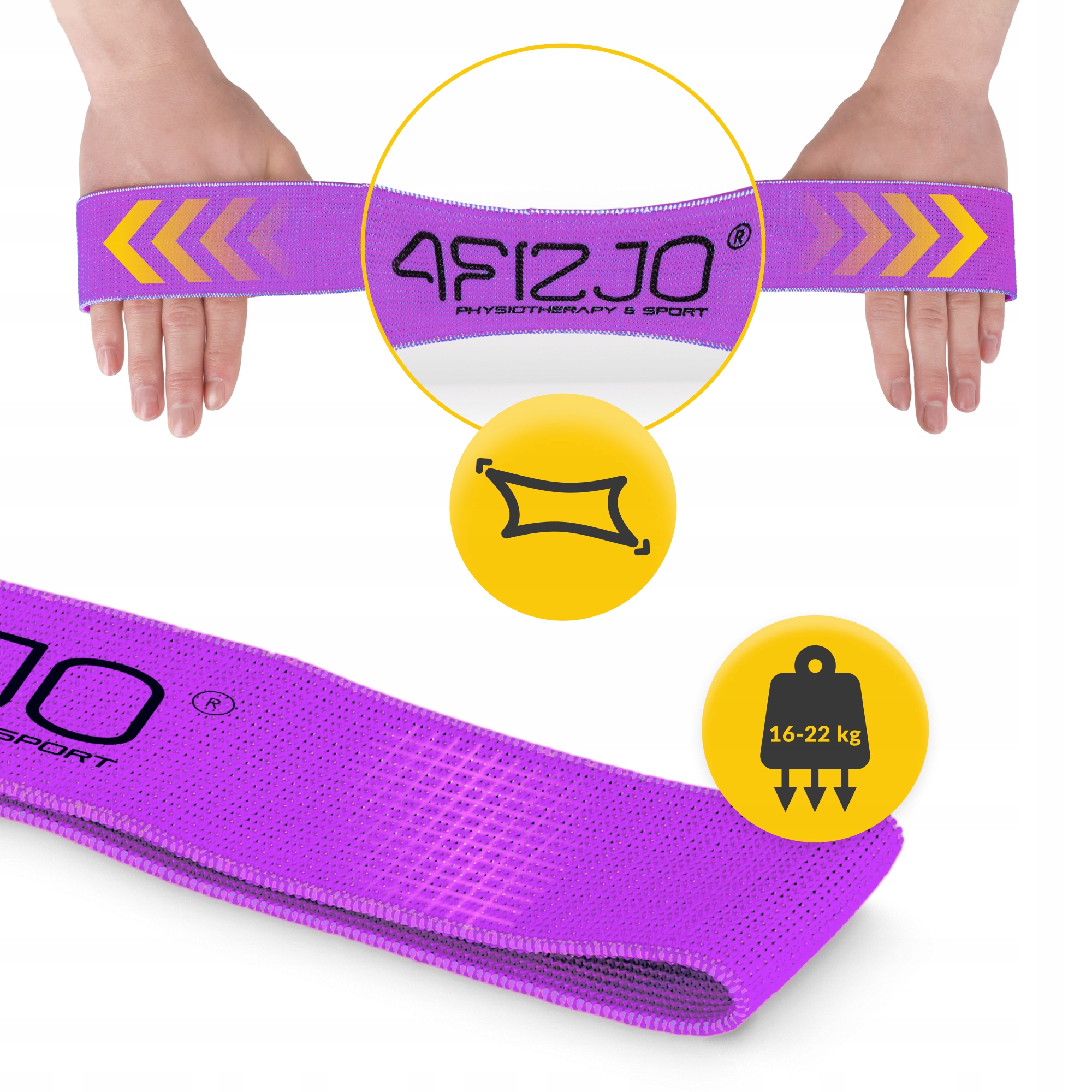 Резинка для фітнесу та спорту із тканини 4FIZJO Flex Band 16-22 кг Violet (P-5907739311696) — фото 4