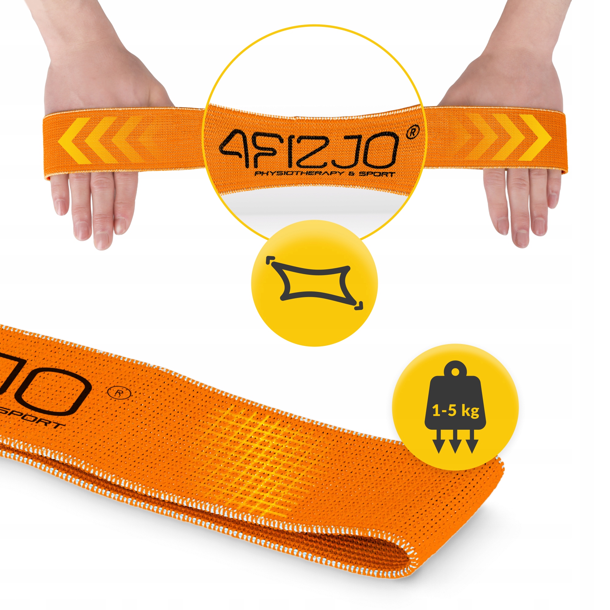 Резинка для фітнесу та спорту із тканини 4FIZJO Flex Band 1-5 кг Orange (P-5907739310927) — фото 2