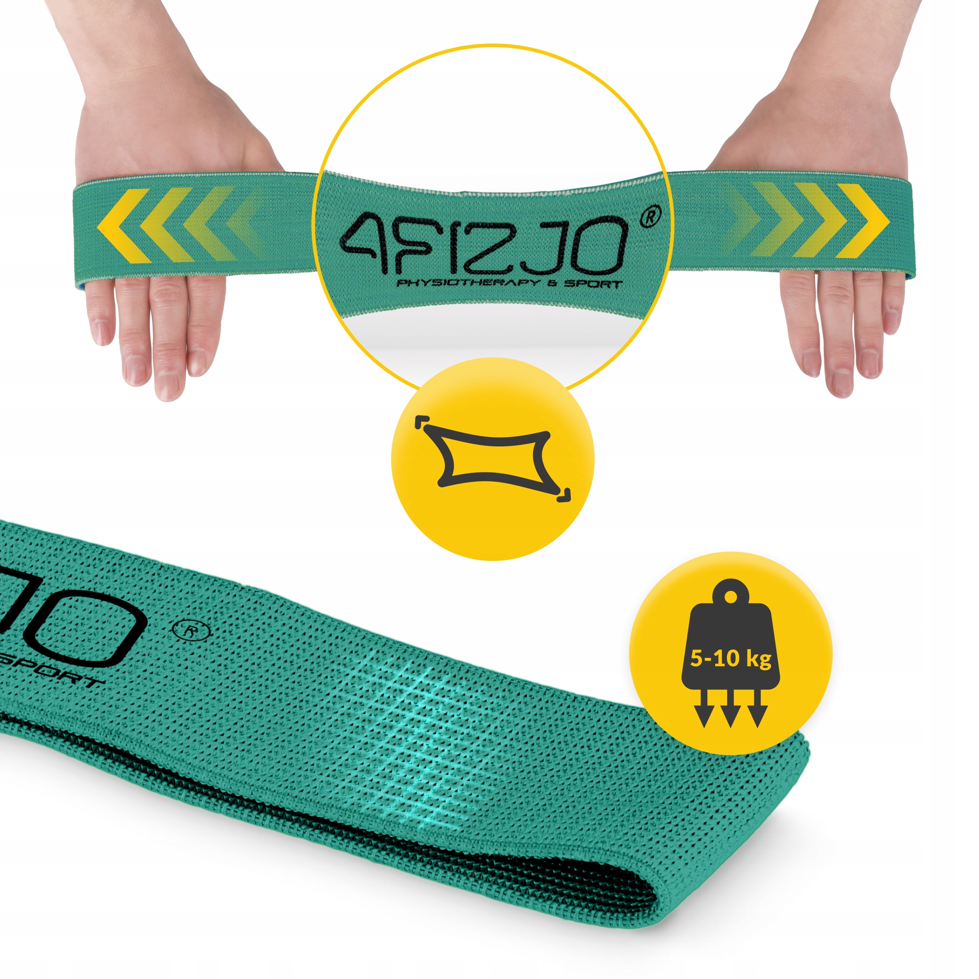 Резинка для фітнесу та спорту із тканини 4FIZJO Flex Band 6-10 кг Green (P-5907739310941) — фото 2