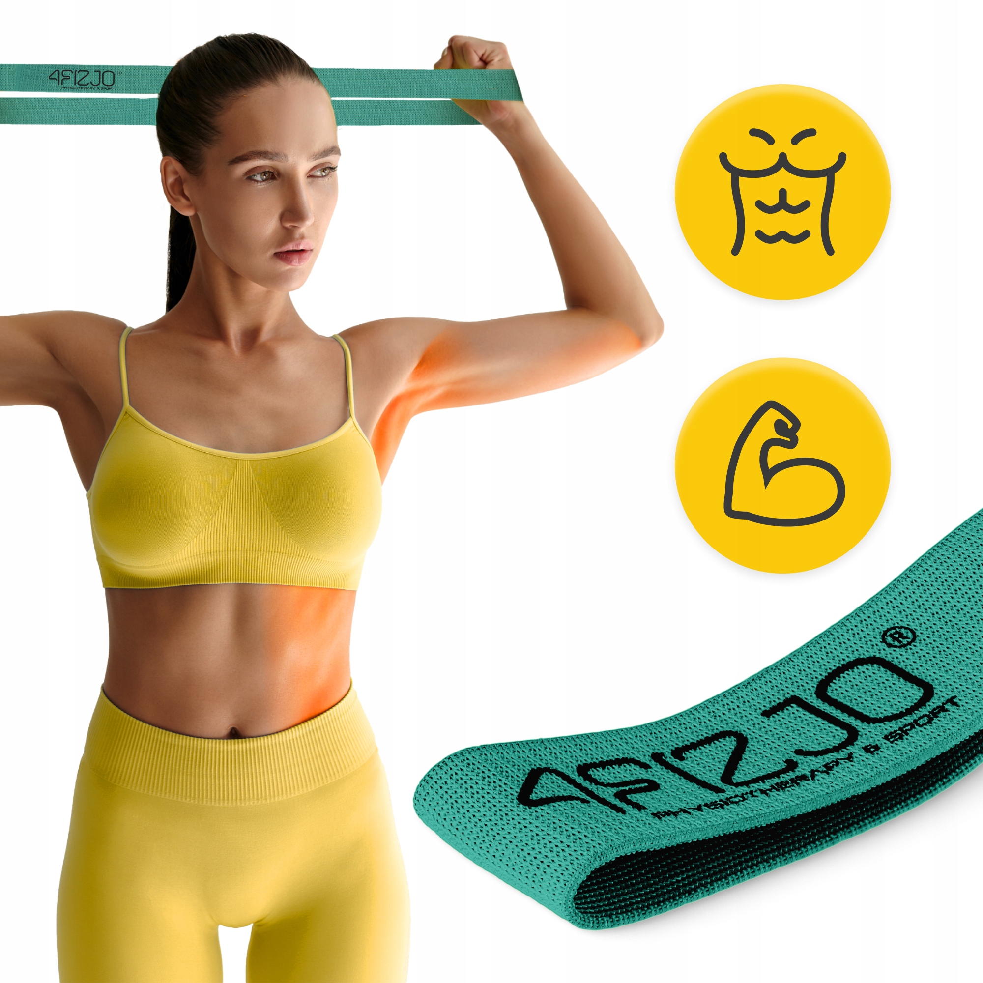Резинка для фітнесу та спорту із тканини 4FIZJO Flex Band 6-10 кг Green (P-5907739310941) — мініатюра 7