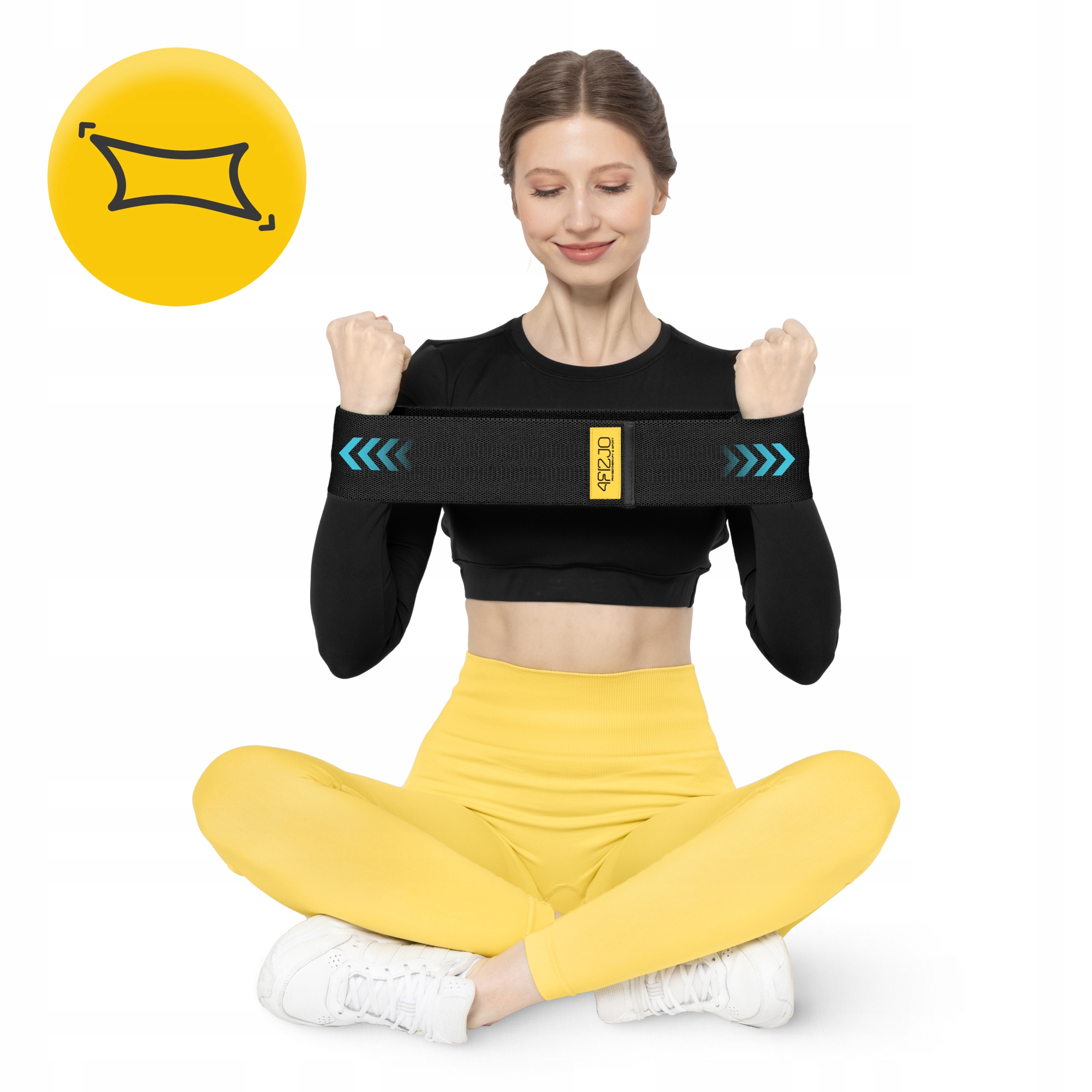 Резинка для фітнесу та спорту із тканини 4FIZJO Hip Band 10-15 кг Black/Yellow (P-5907739310309) — фото 3