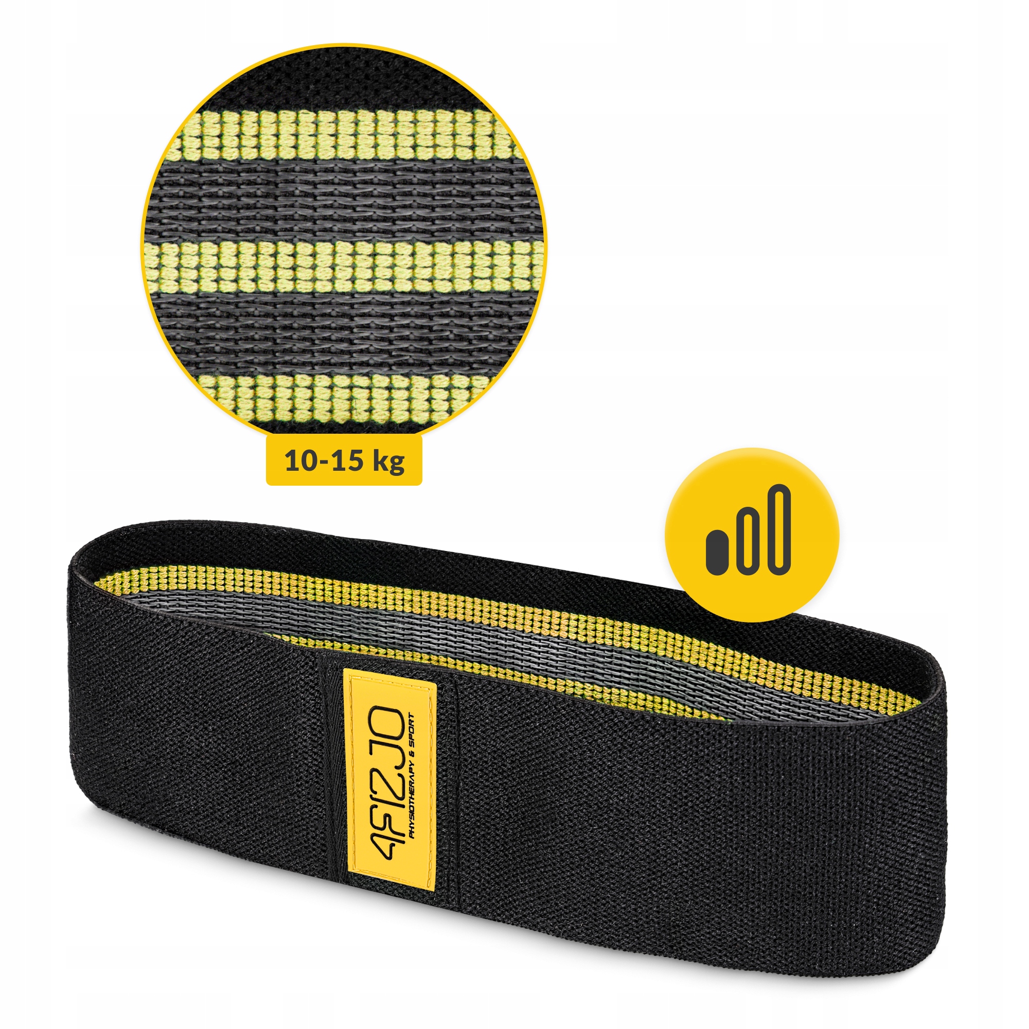 Резинка для фітнесу та спорту із тканини 4FIZJO Hip Band 10-15 кг Black/Yellow (P-5907739310309) — мініатюра 9