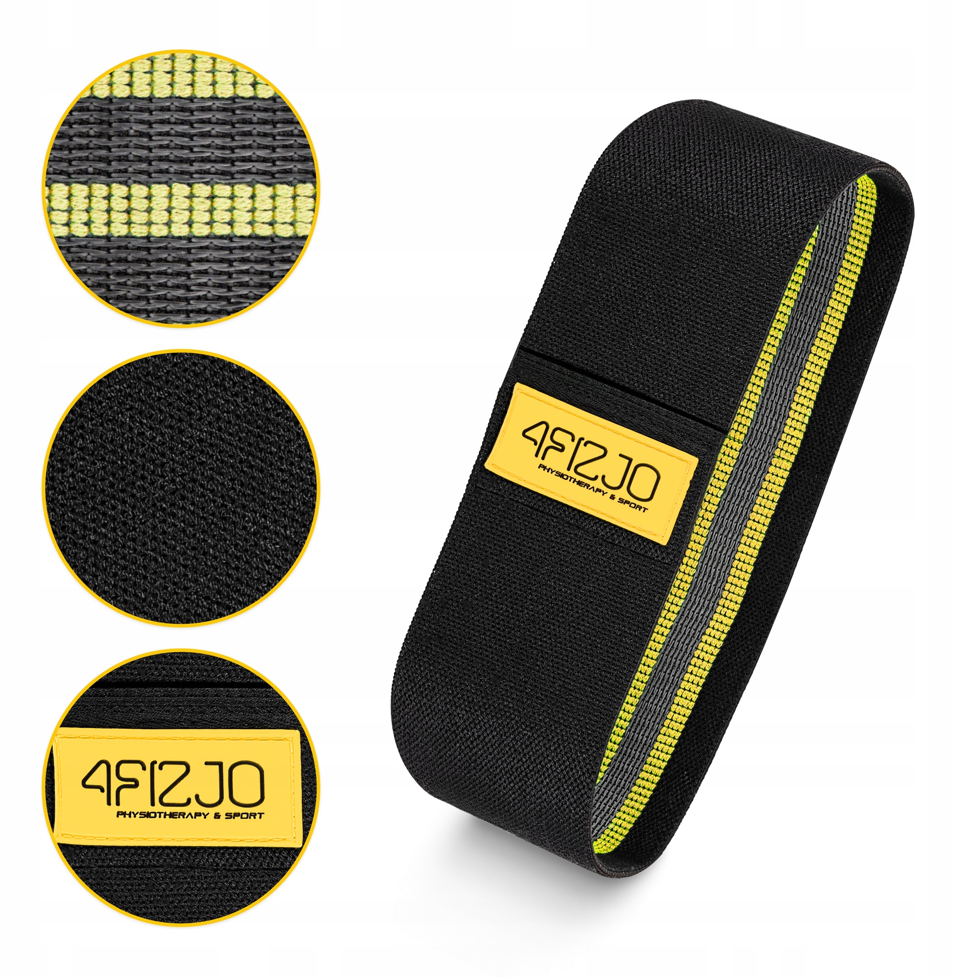 Резинка для фітнесу та спорту із тканини 4FIZJO Hip Band 10-15 кг Black/Yellow (P-5907739310309) — мініатюра 8