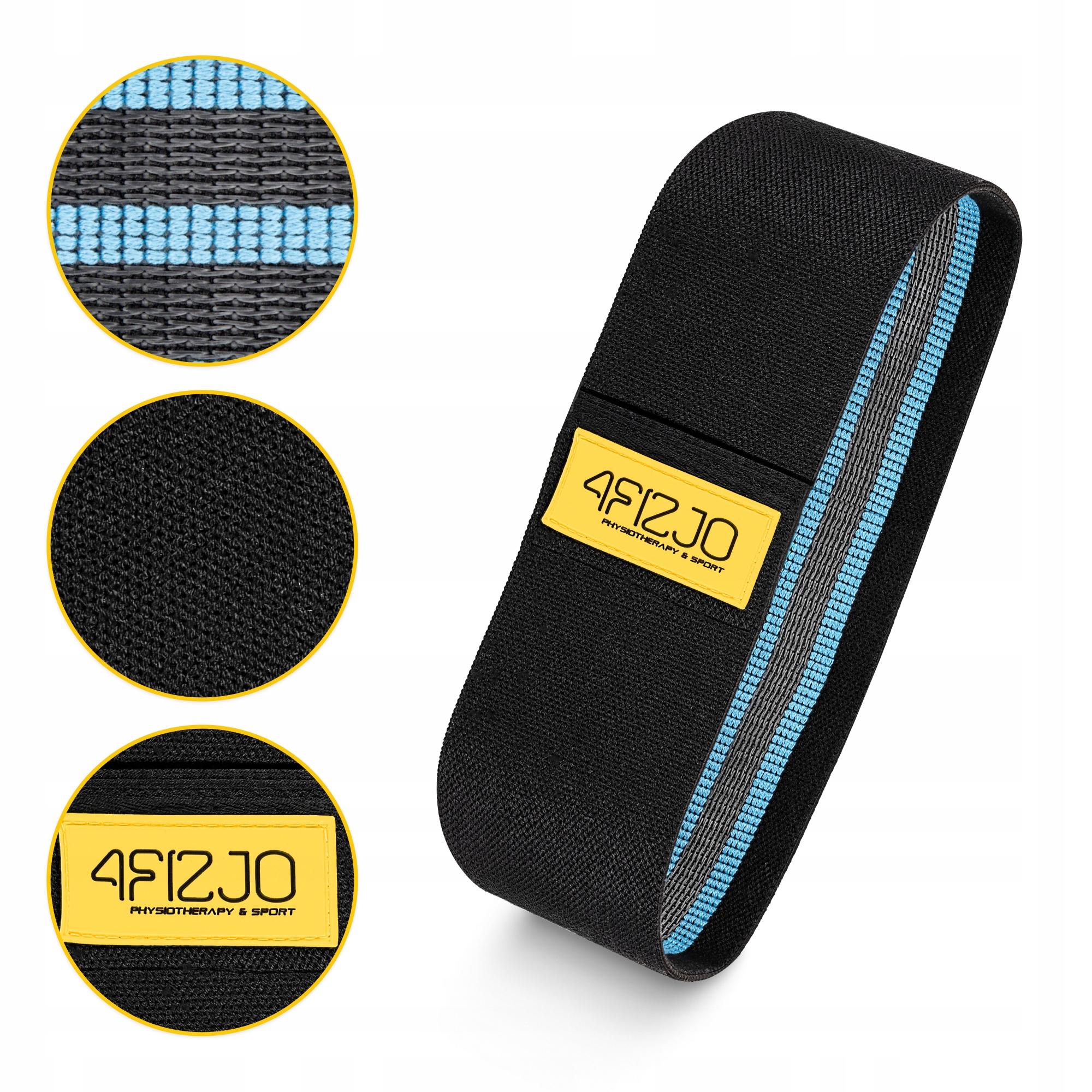 Резинка для фітнесу та спорту із тканини 4FIZJO Hip Band 15-20 кг Black/Blue (P-5907739310293) — мініатюра 8