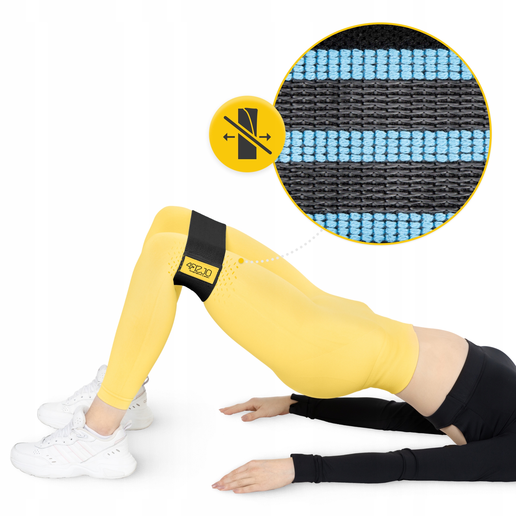 Резинка для фітнесу та спорту із тканини 4FIZJO Hip Band 15-20 кг Black/Blue (P-5907739310293) — мініатюра 10