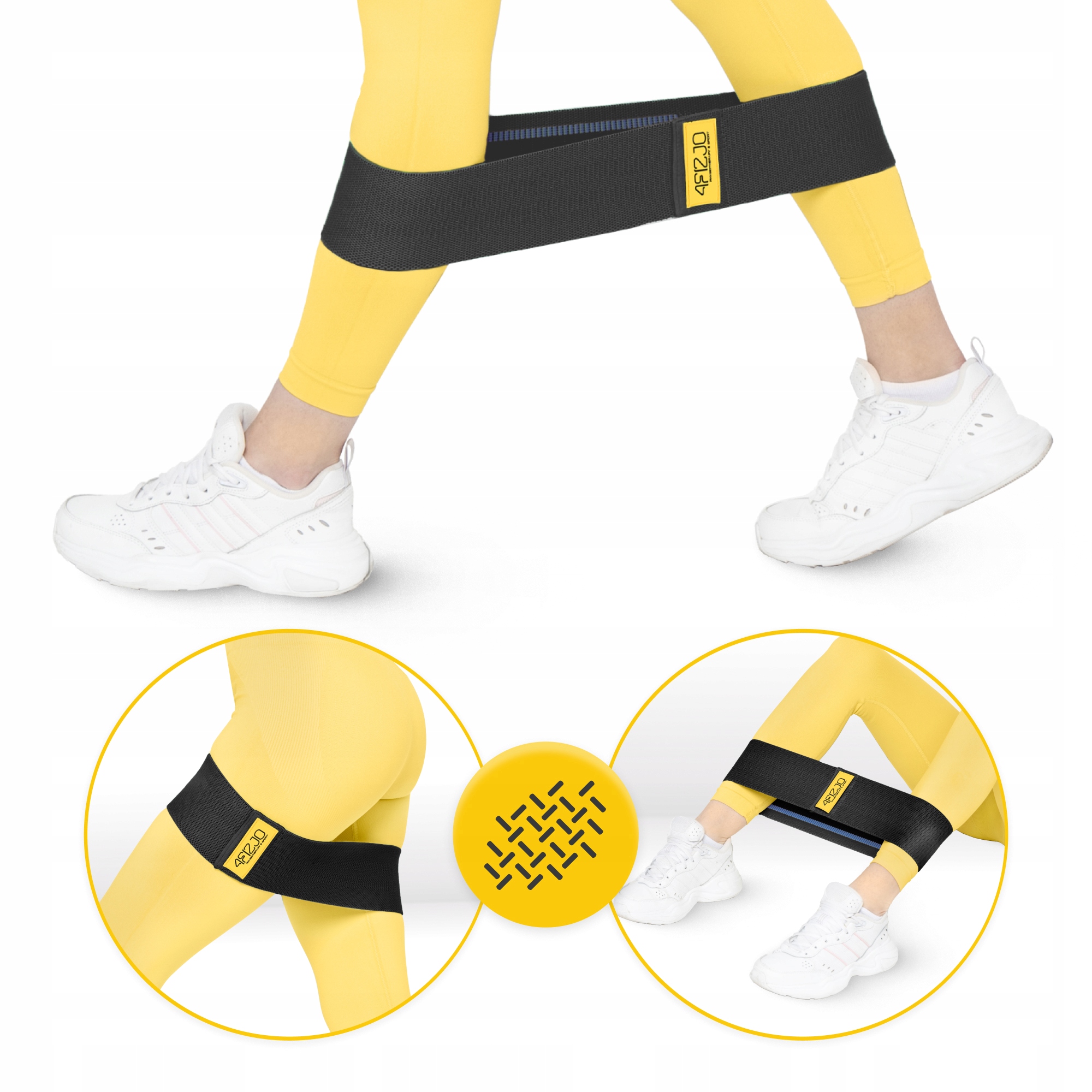Резинка для фітнесу та спорту із тканини 4FIZJO Hip Band 15-20 кг Black/Blue (P-5907739310293) — мініатюра 6